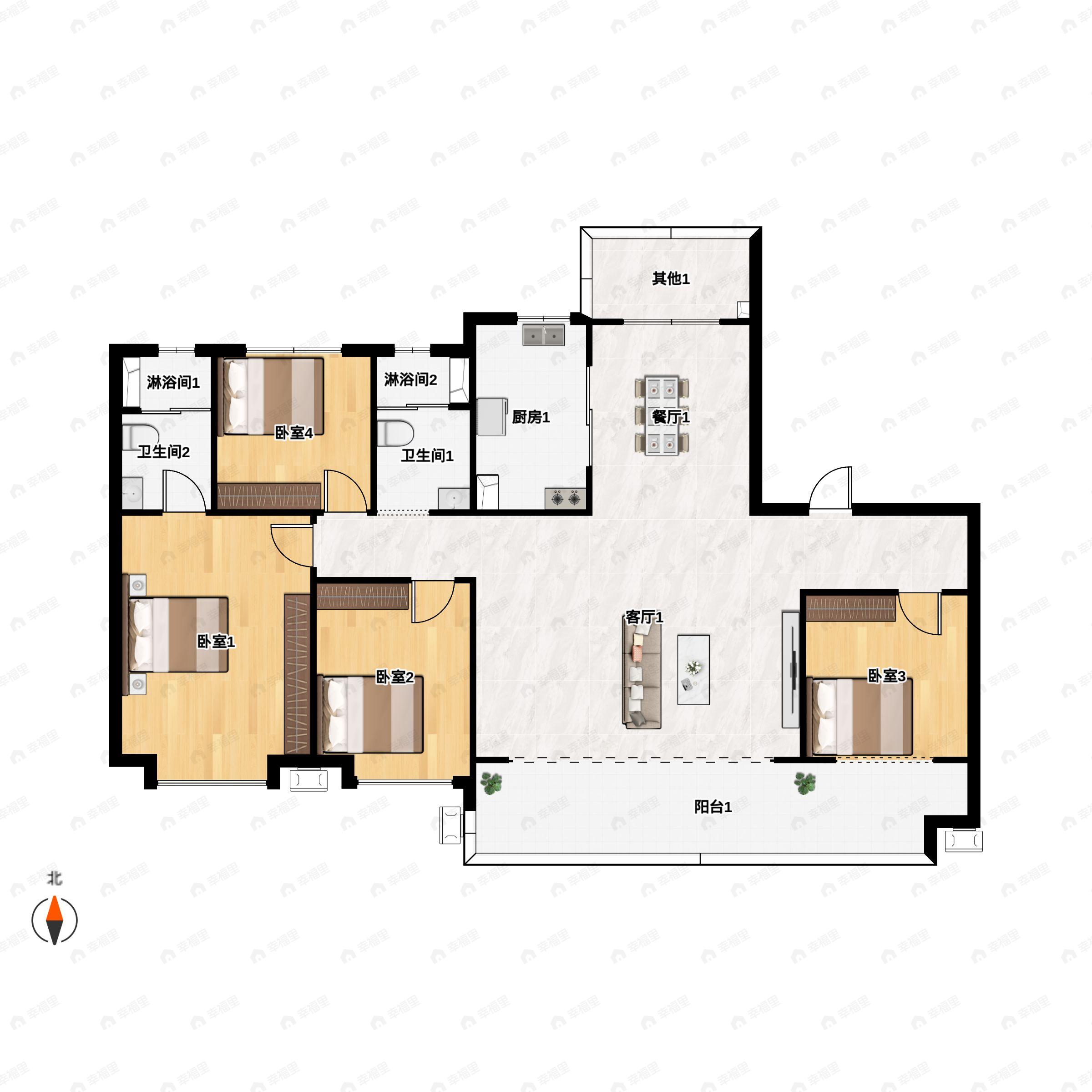 兰州碧桂园文璟城4室2厅2卫户型图