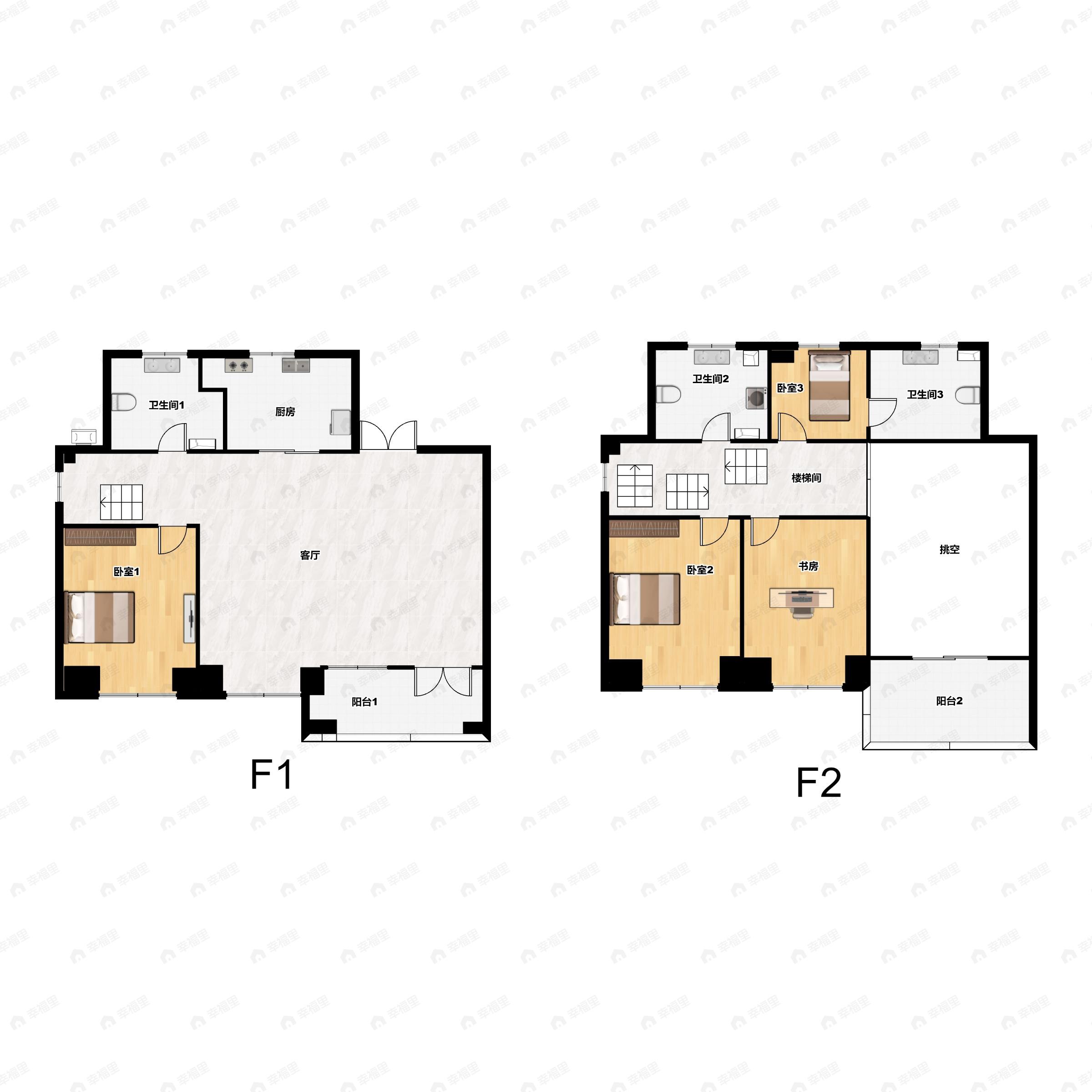 3室2厅3卫建面137平户型图