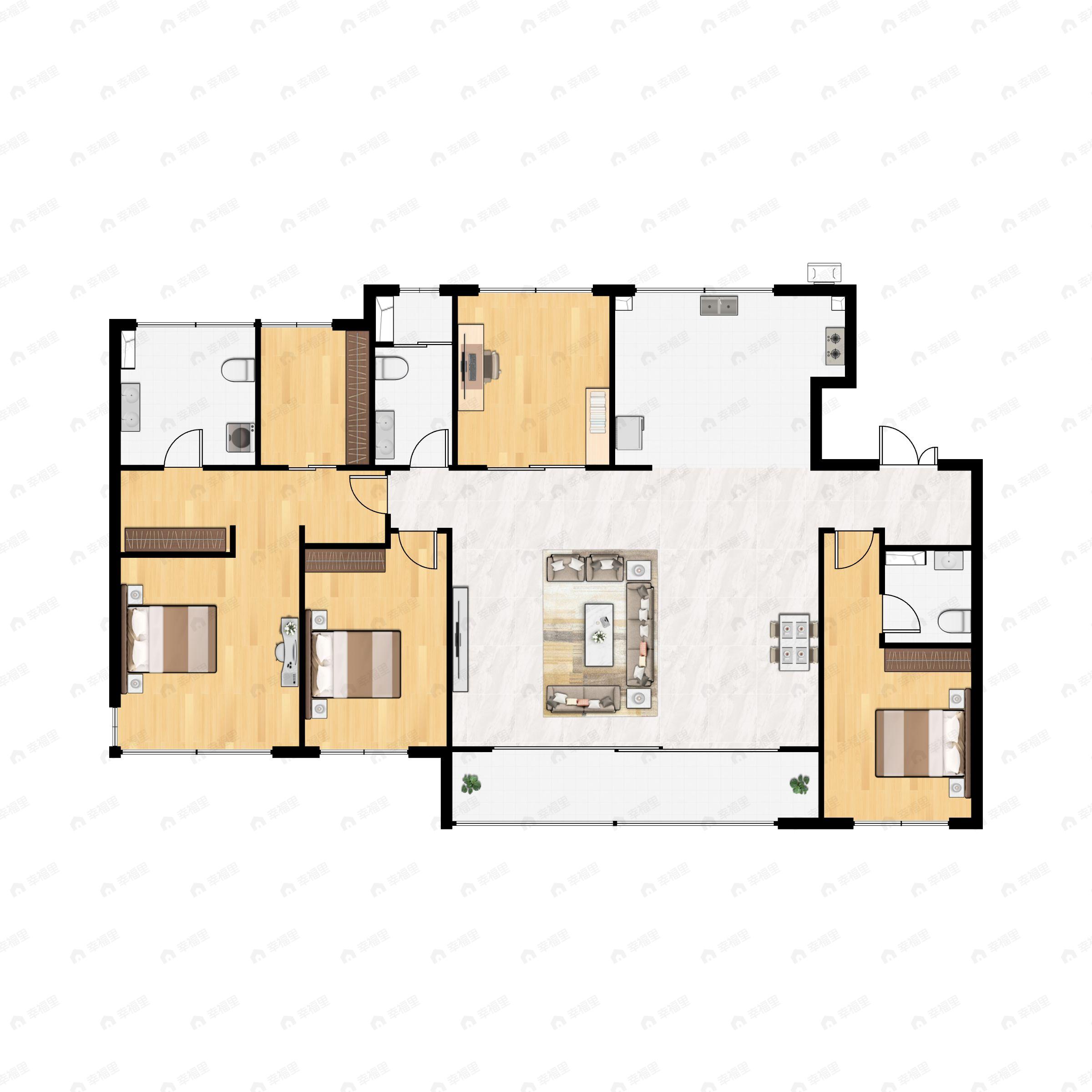 4室2厅3卫建面191平南户型图