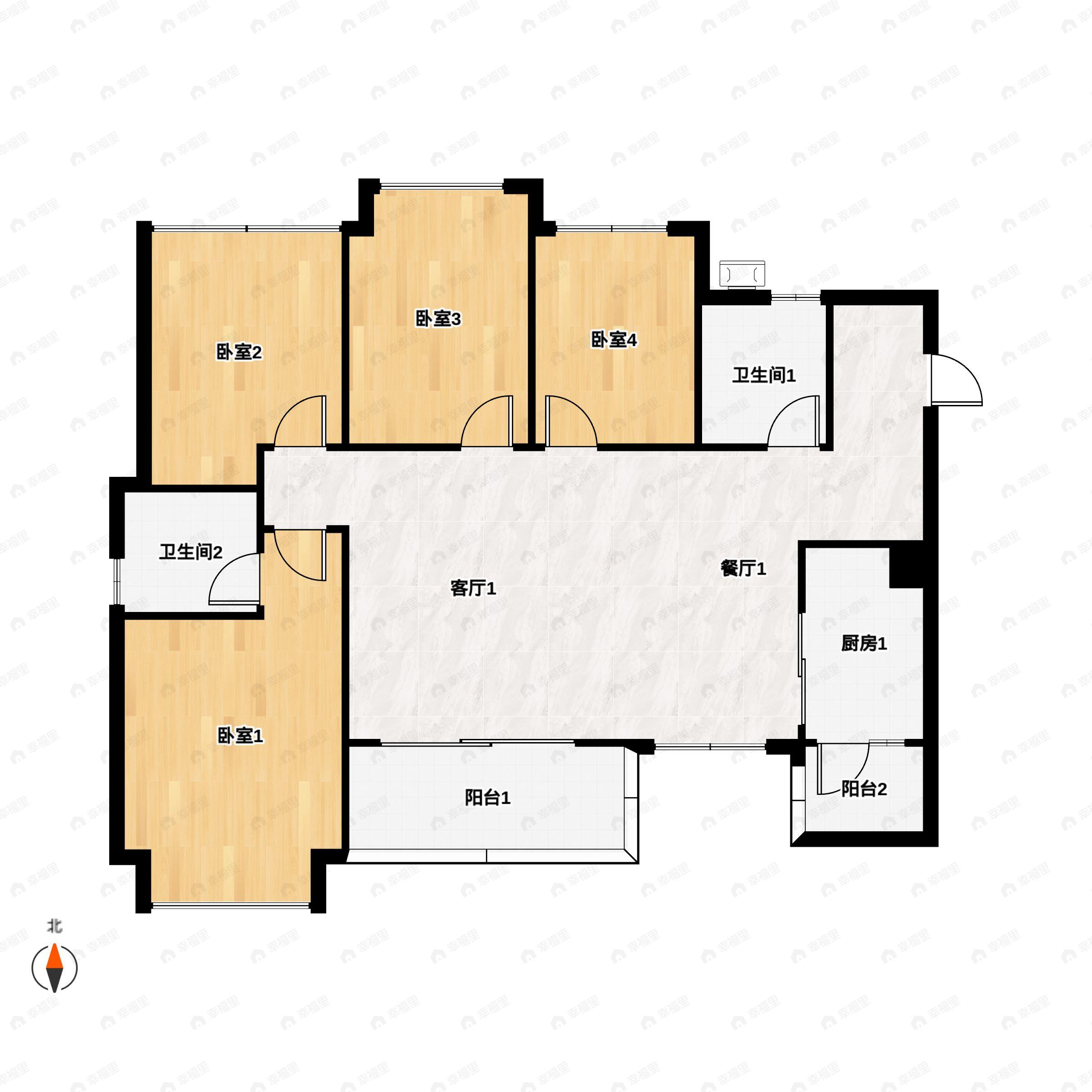 4室2厅2卫建面111平户型图