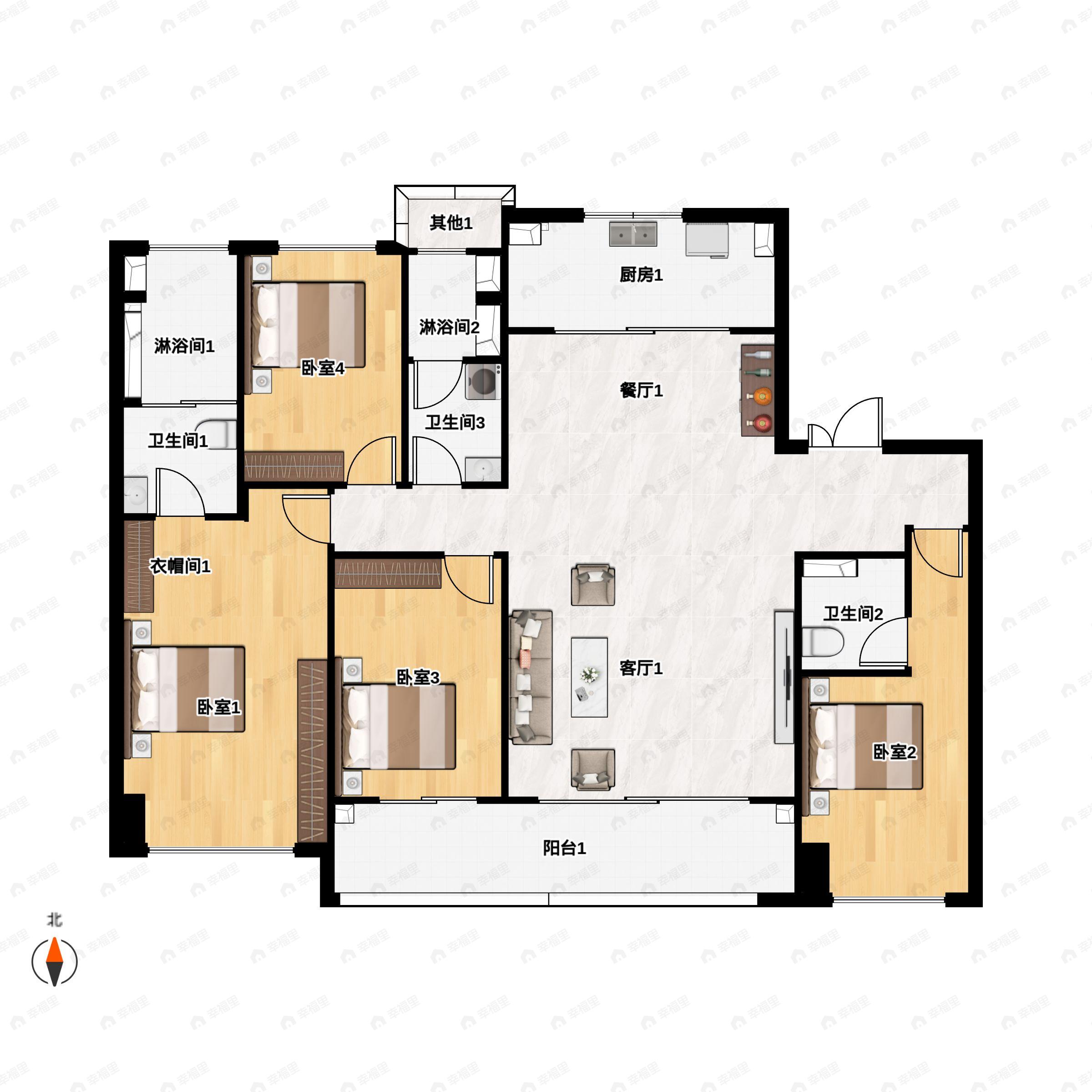 星澜云邸4室2厅3卫户型图