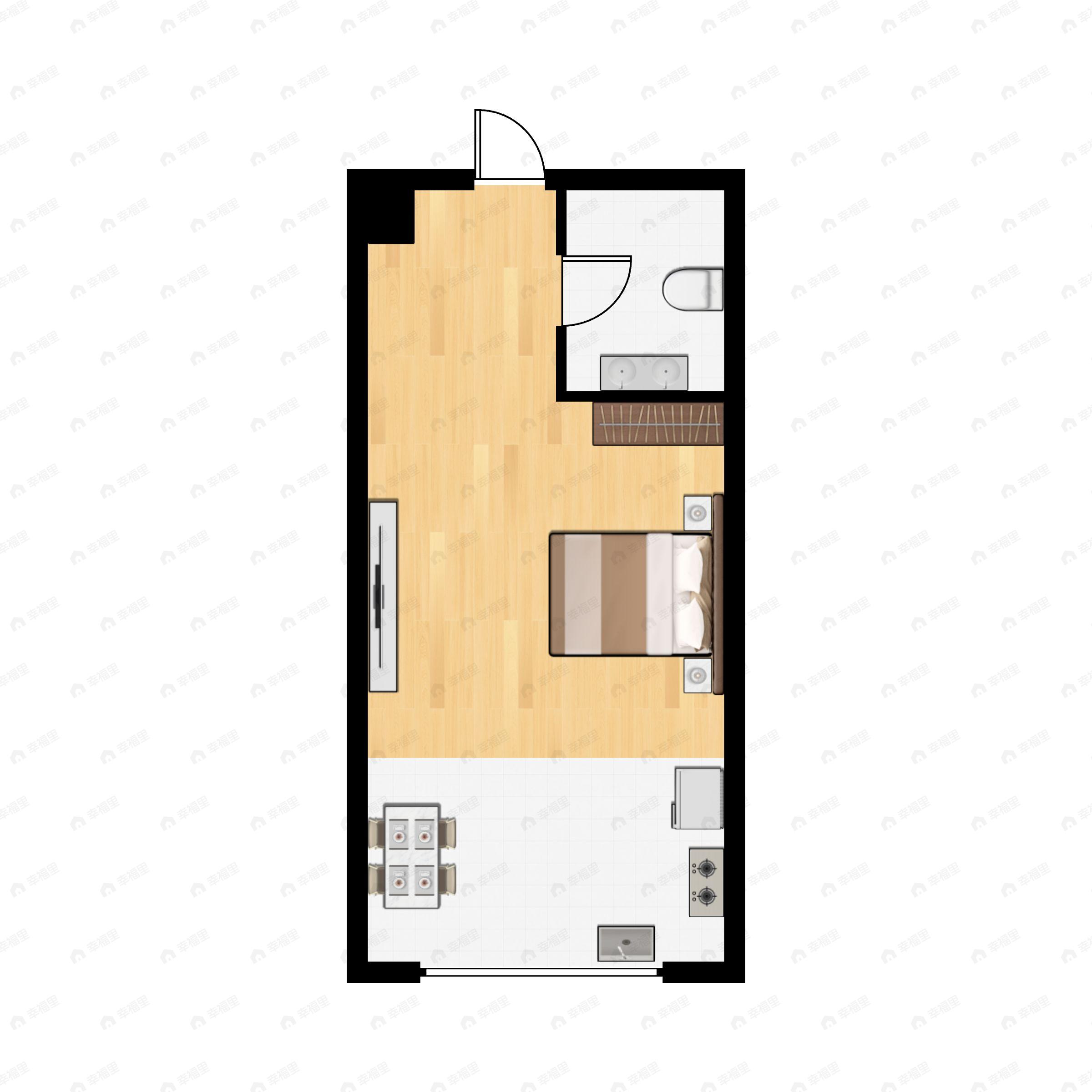1室1厅1卫建面54平户型图