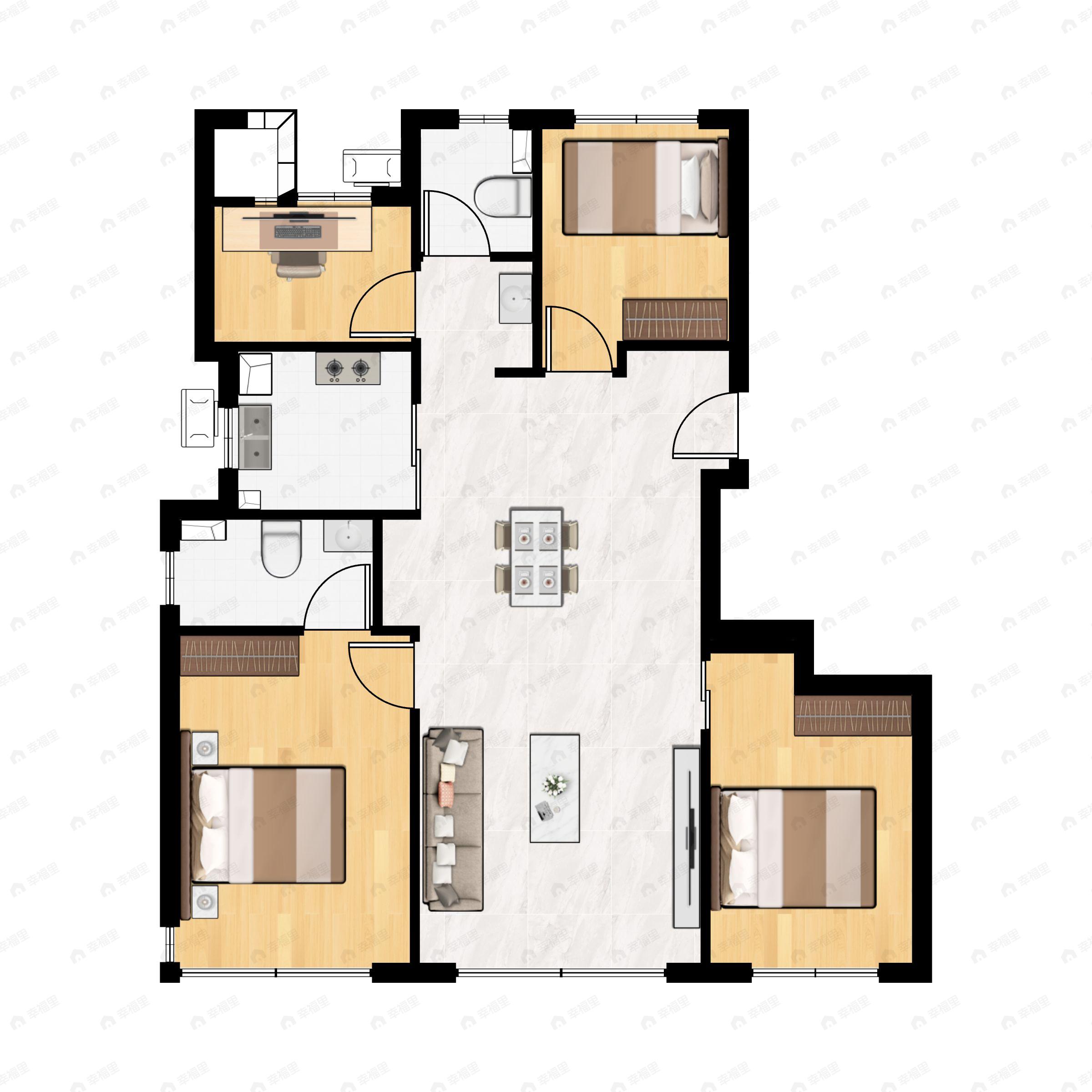 4室2厅2卫建面128平户型图