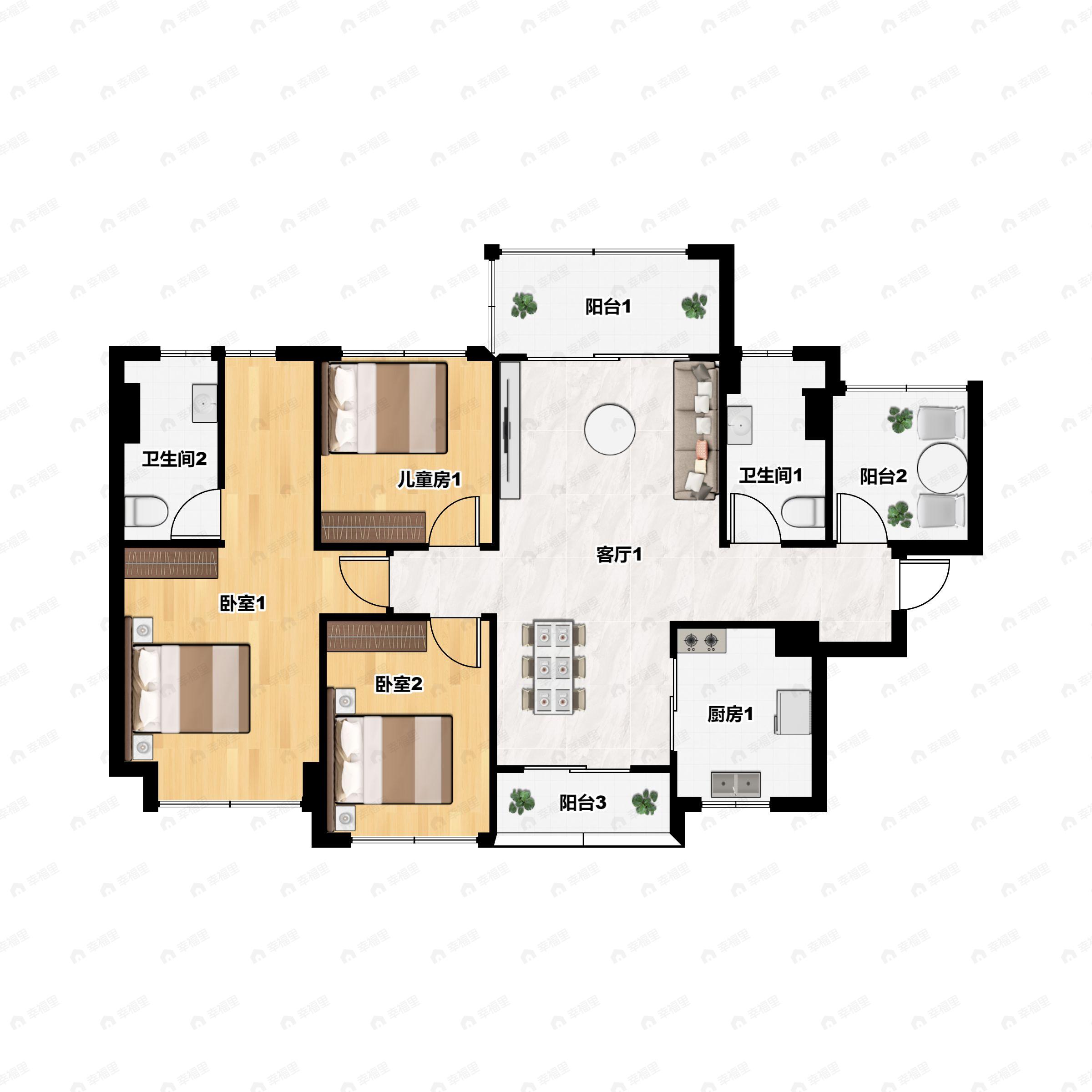 万科金域华府3室2厅2卫户型图