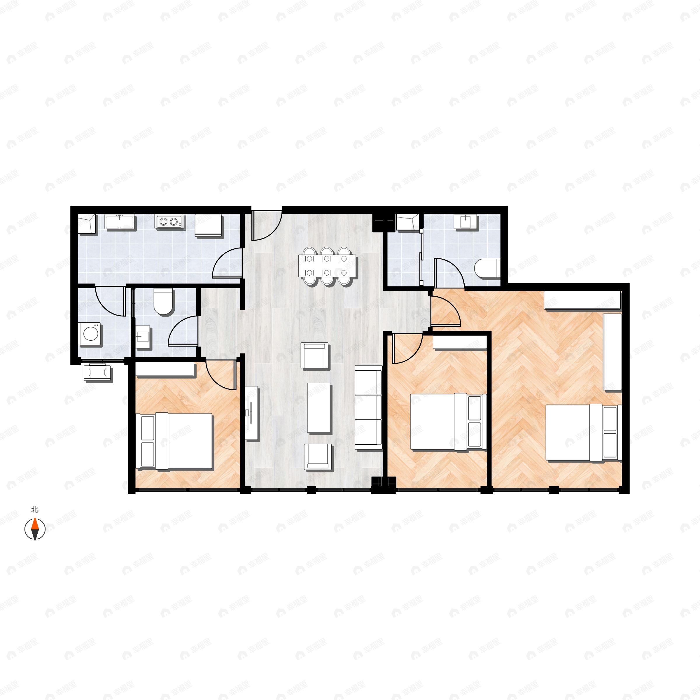 香槟城3室2厅2卫户型图