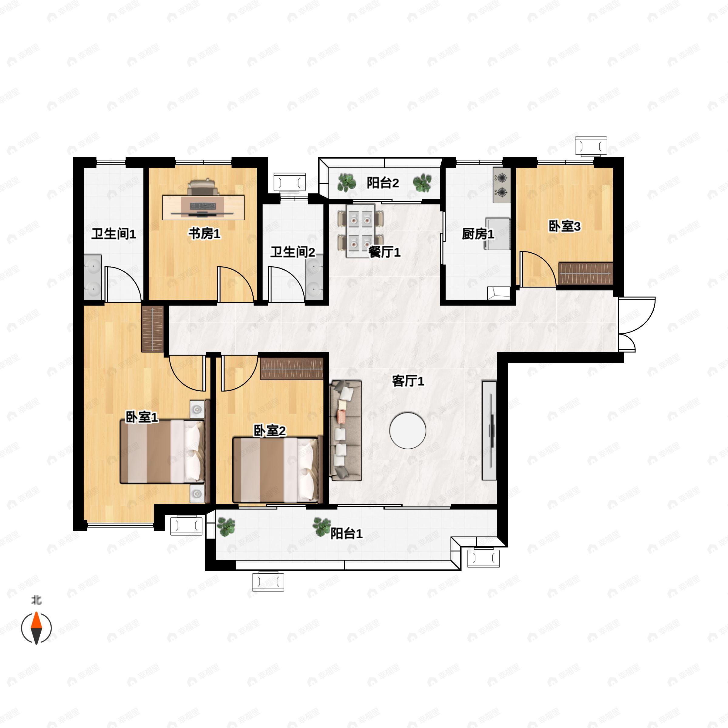 4室2厅2卫建面143平户型图