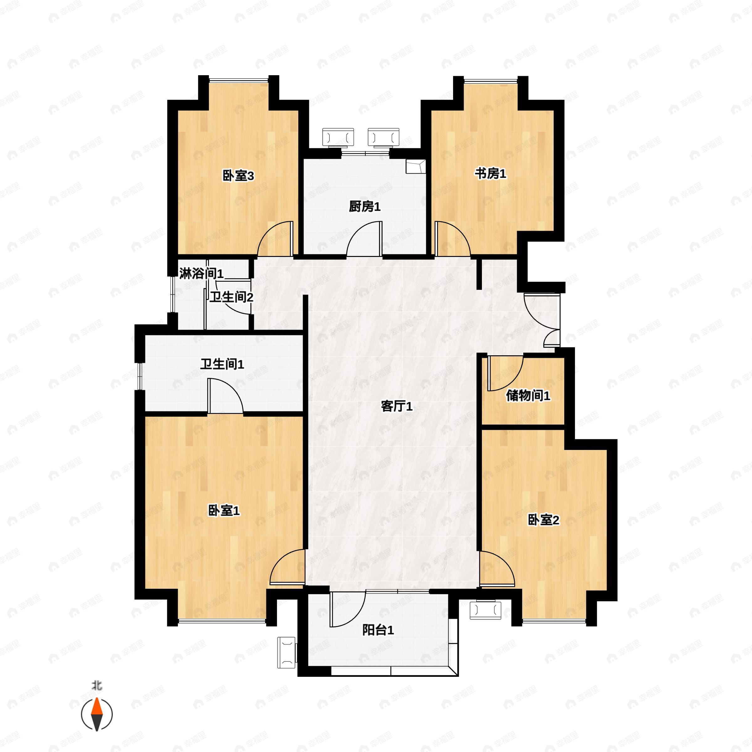 4室2厅2卫建面139平户型图