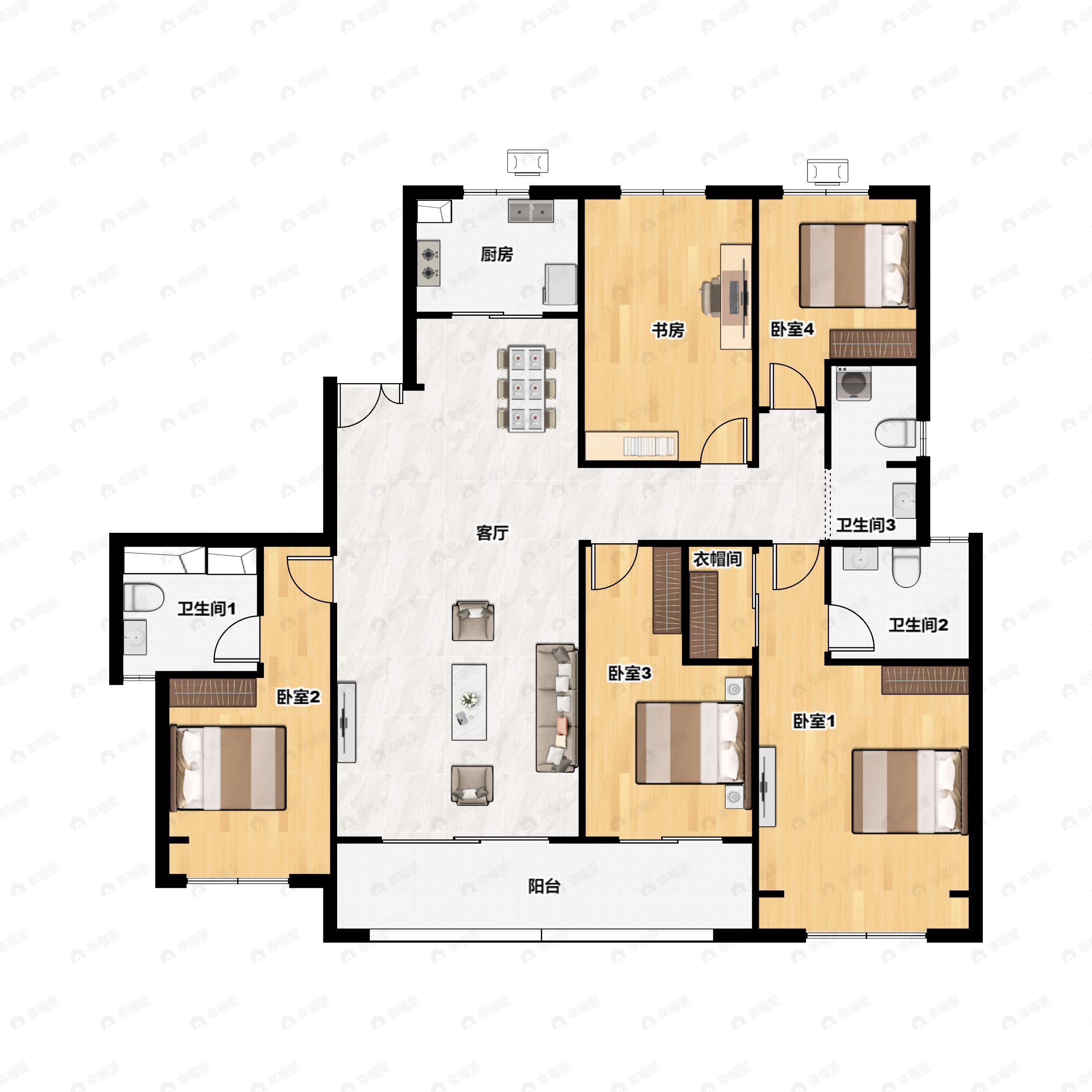中绘·大溪地5室2厅3卫户型图