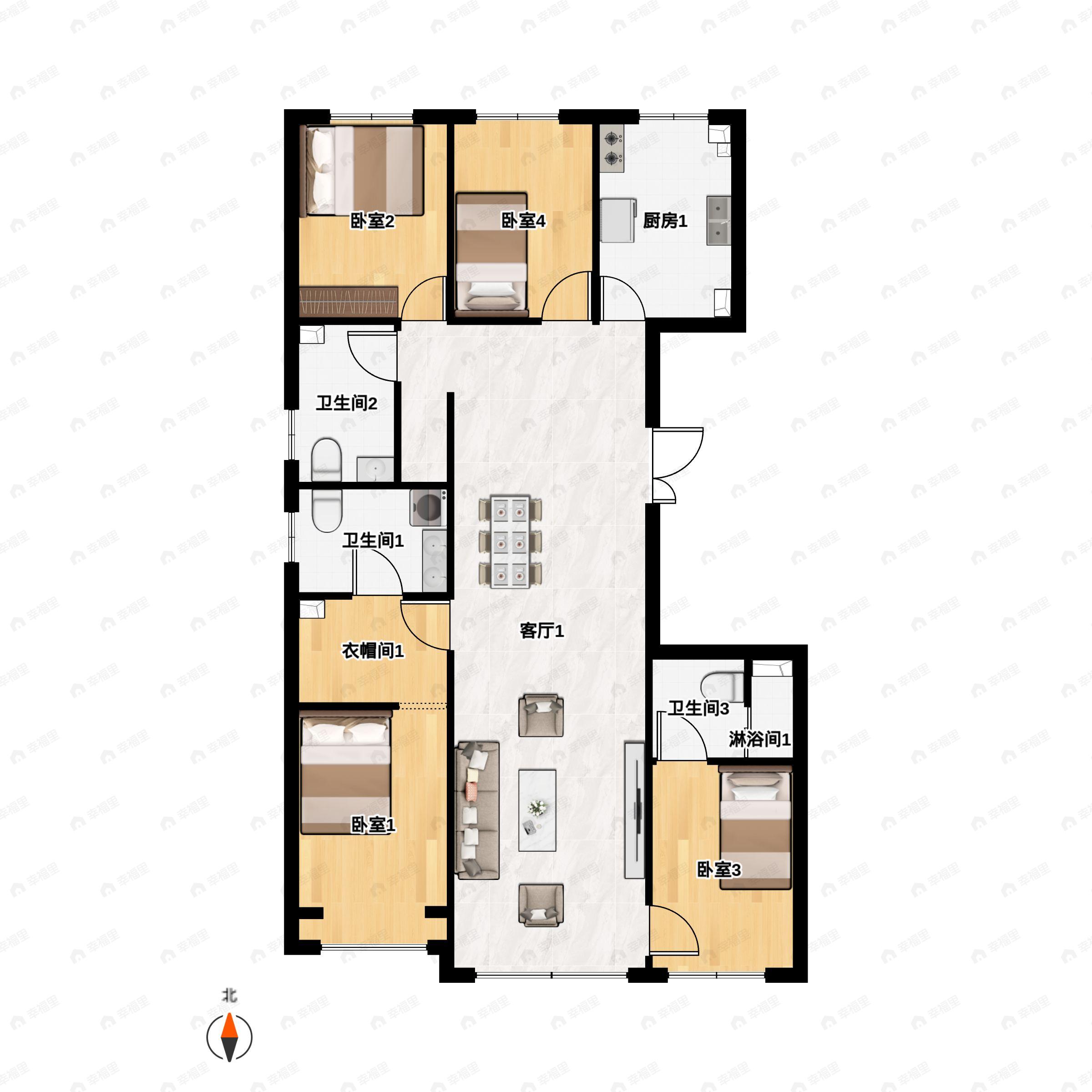 京能云璟壹号3室2厅2卫户型图