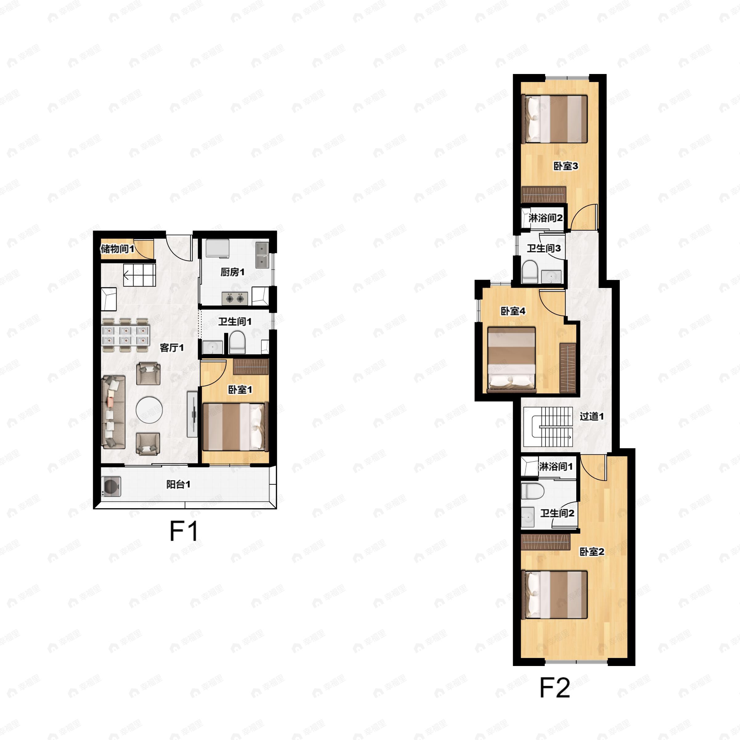 4室2厅3卫建面114平南户型图