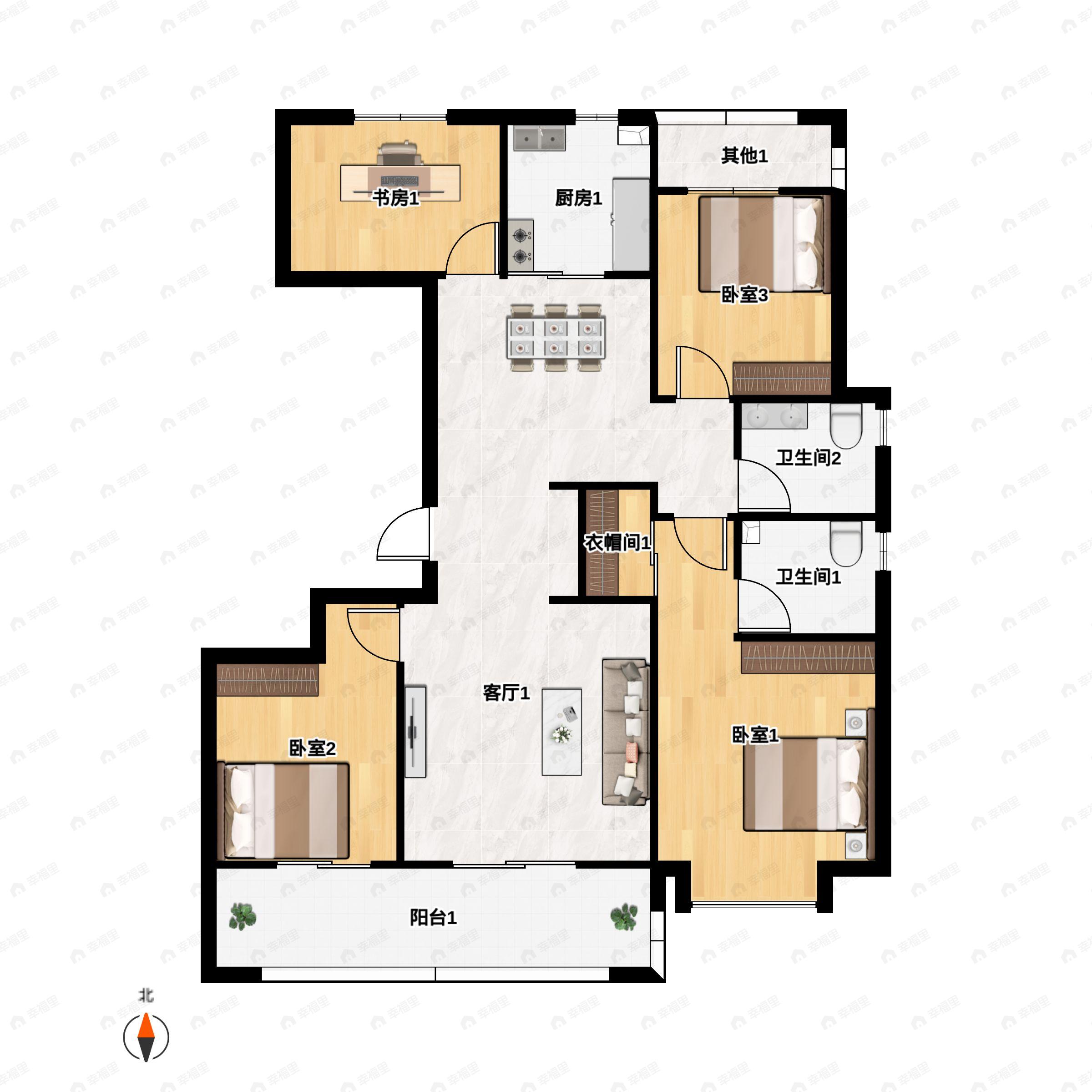 4室2厅2卫建面133平户型图
