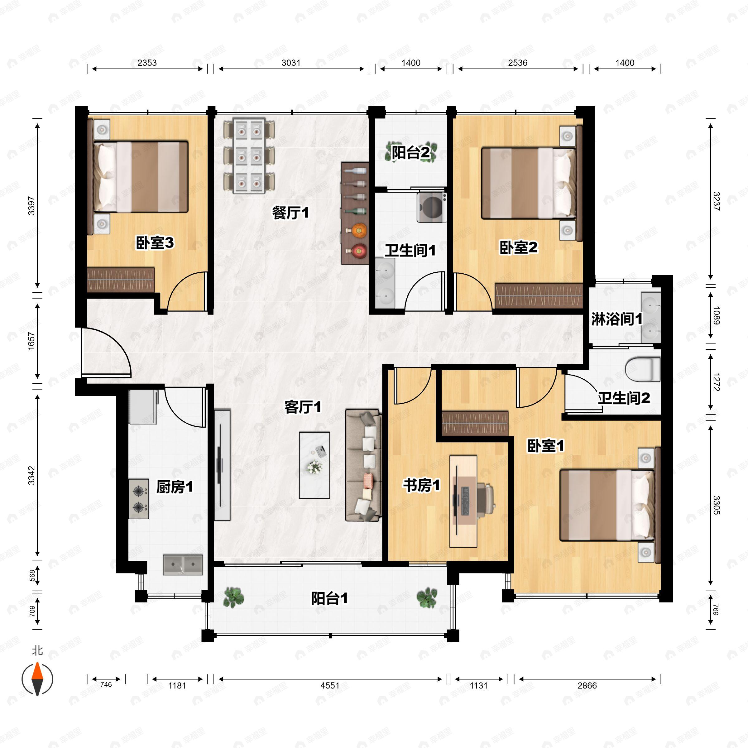 京基智农山海御园4室2厅2卫户型图