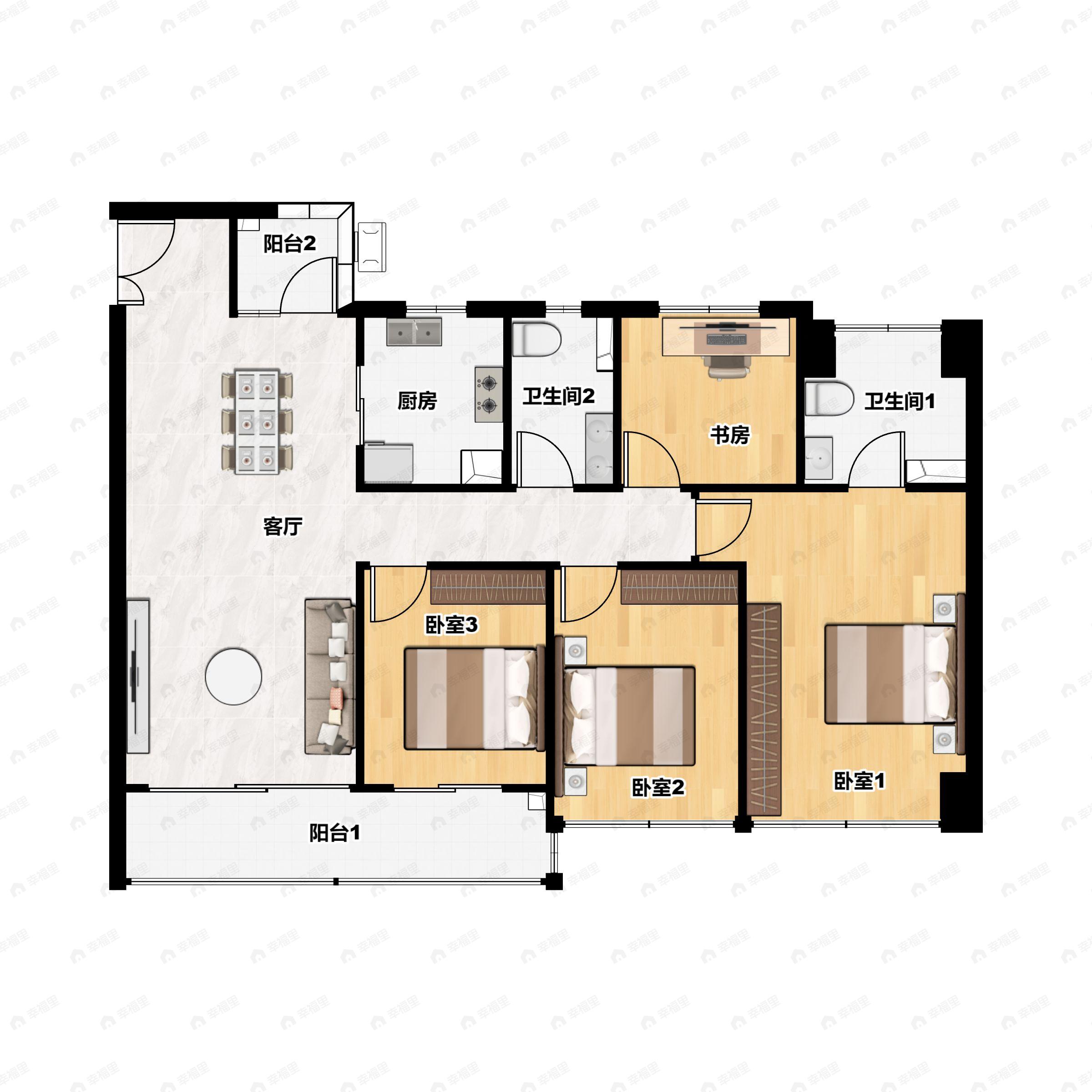 4室2厅2卫建面143平户型图