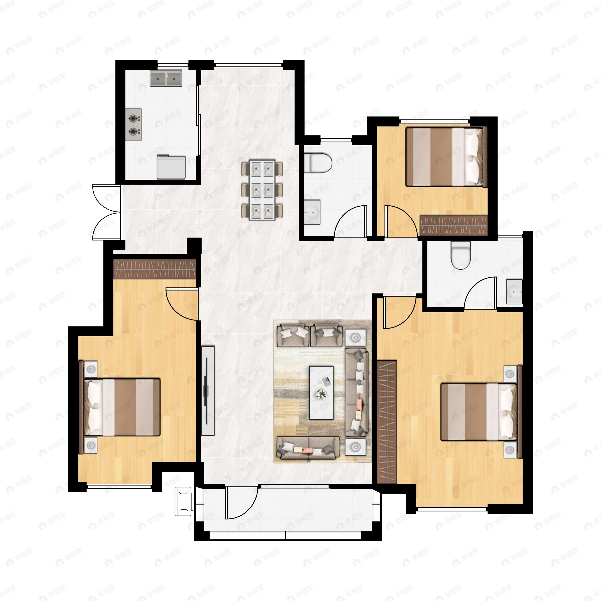 金地艺华年3室2厅2卫户型图