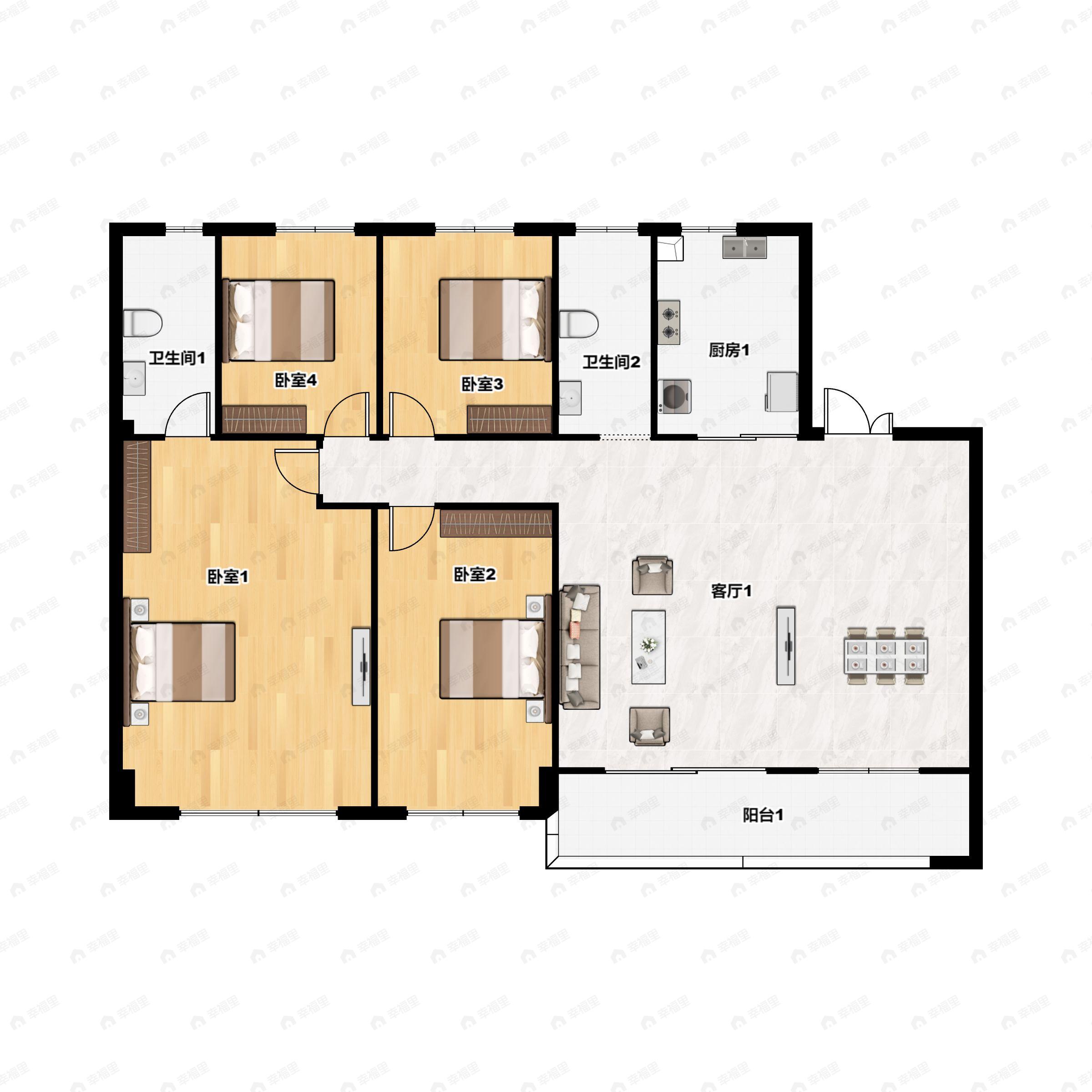 南召碧桂园4室2厅2卫户型图