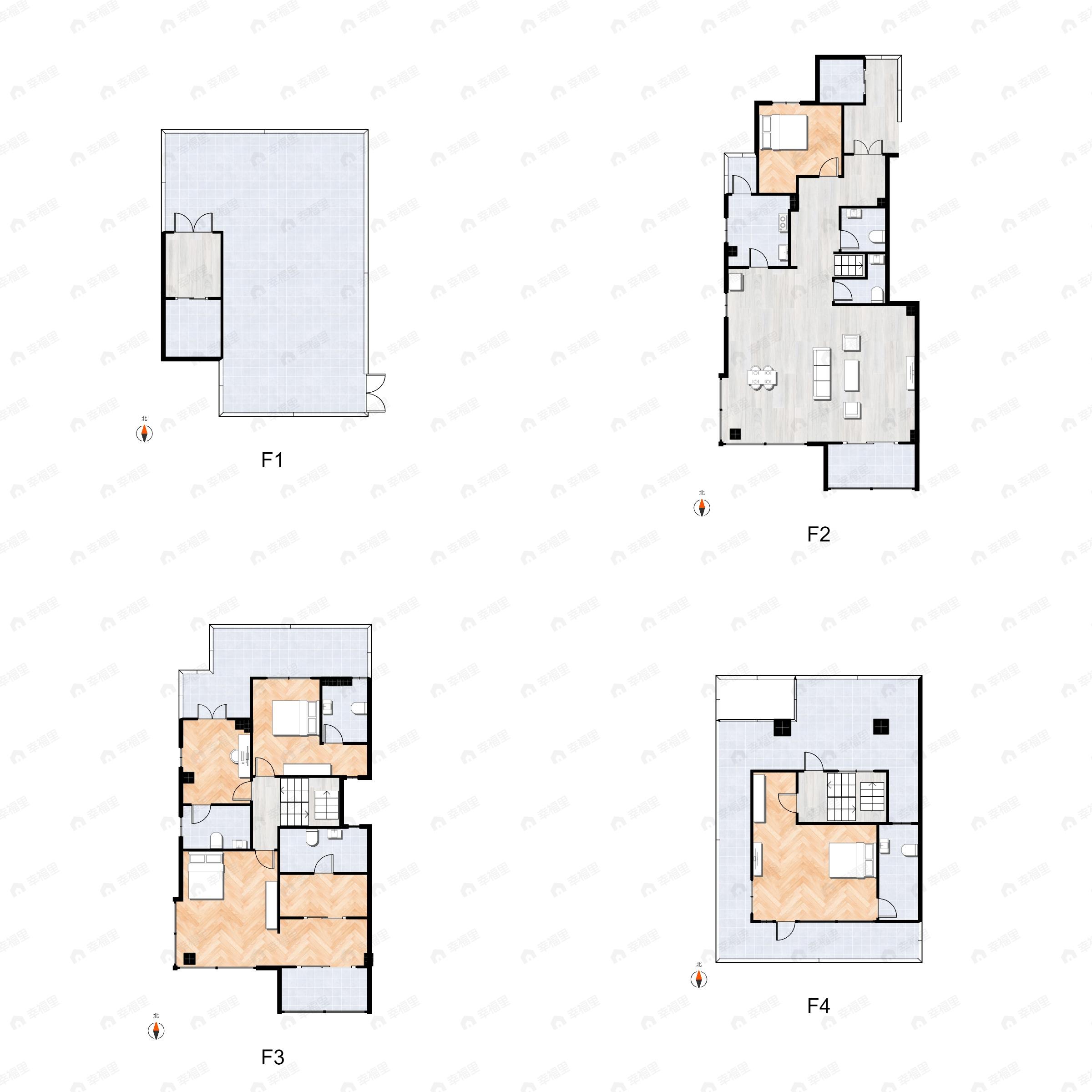 3室4厅3卫建面170平户型图
