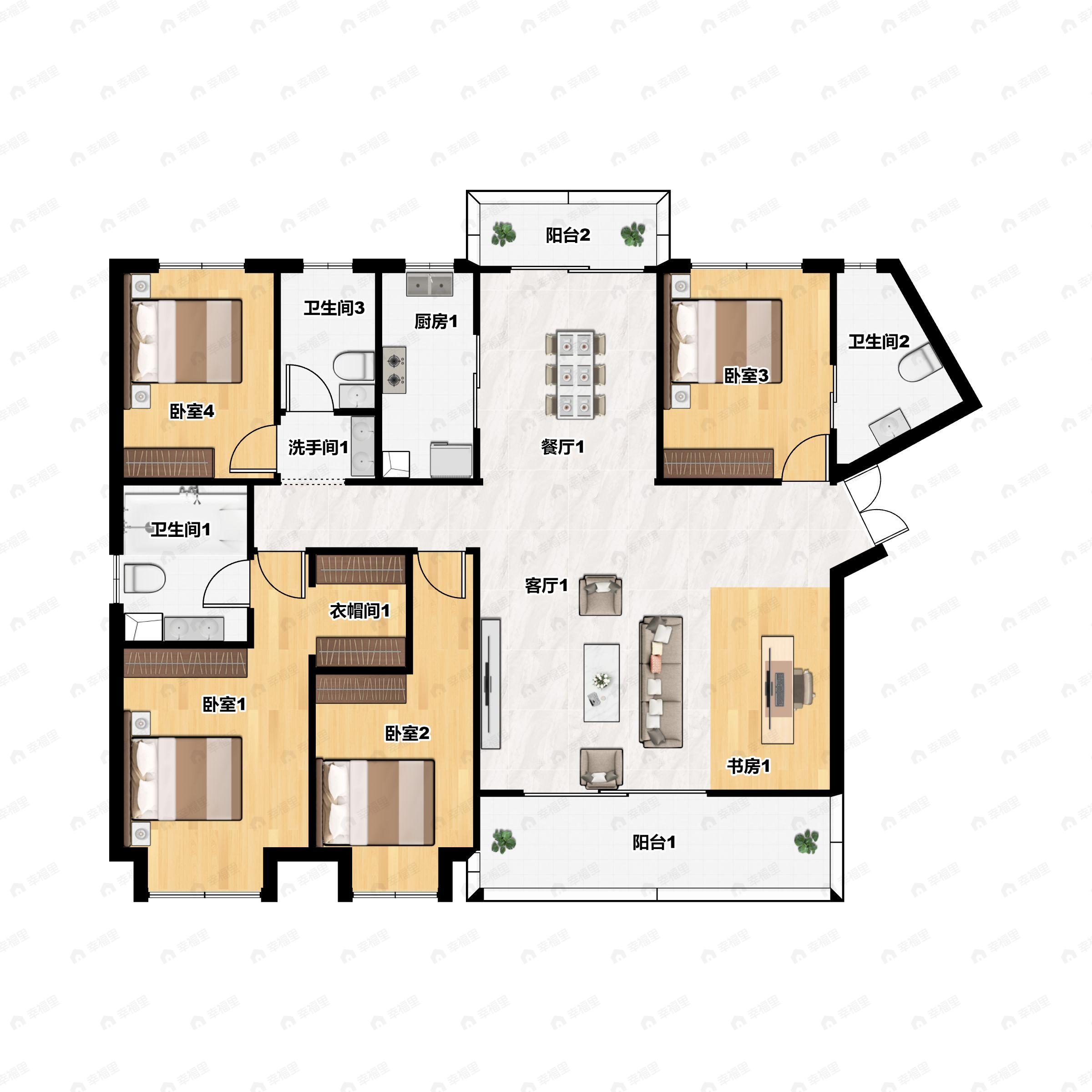 融城昆明湖4室2厅3卫户型图