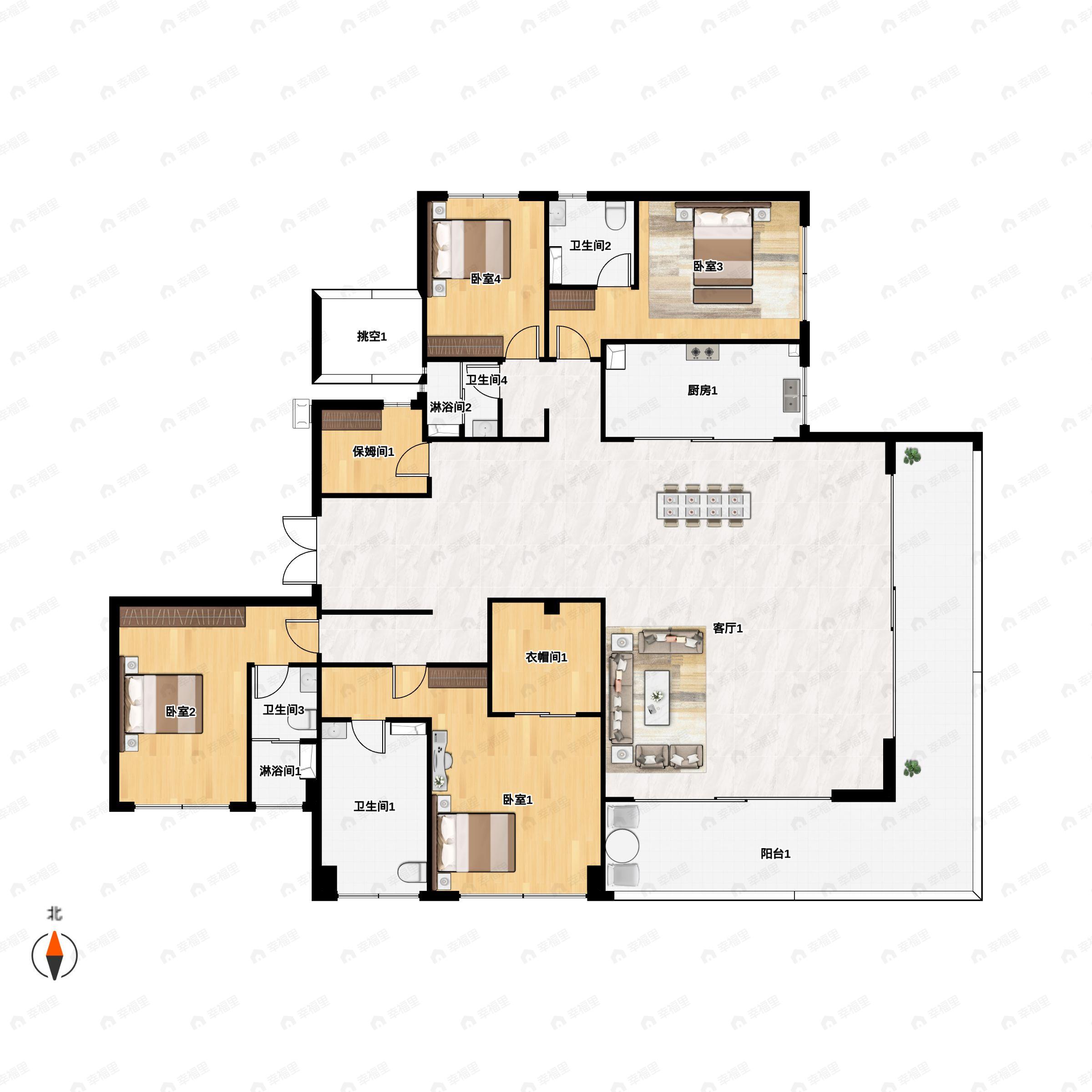 5室2厅4卫建面287平南户型图