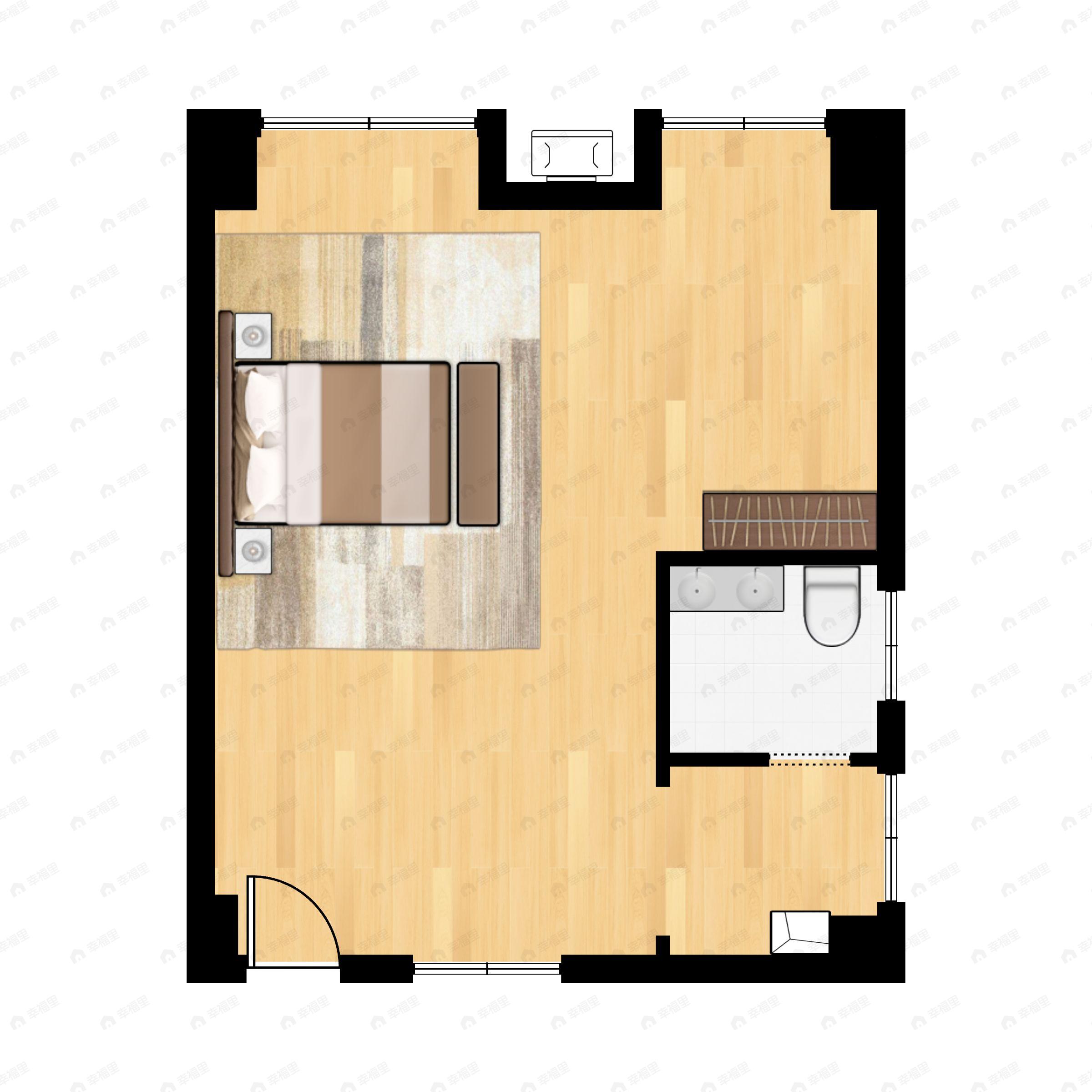 1室1卫建面49m²北户型图