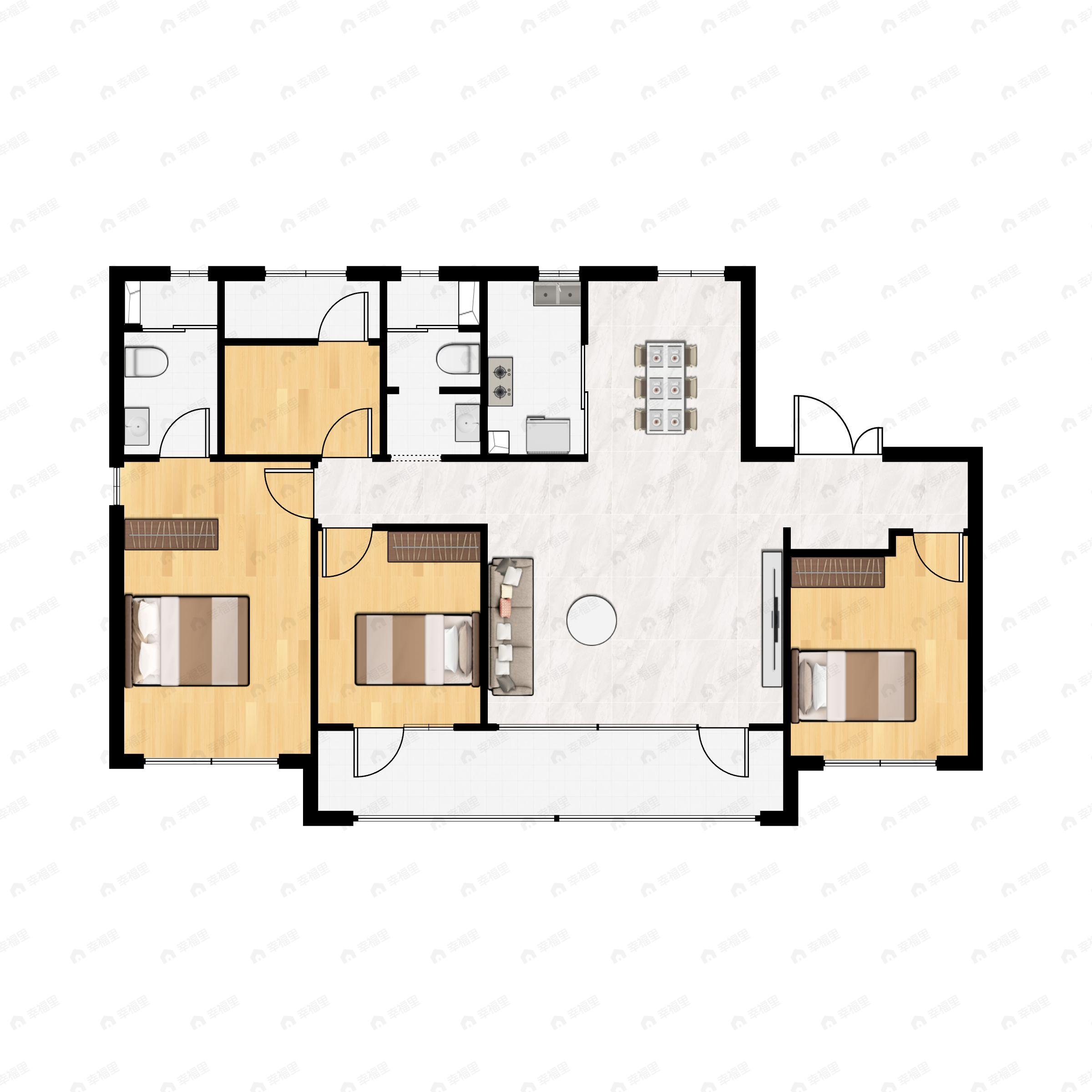 3室2厅2卫建面143平户型图