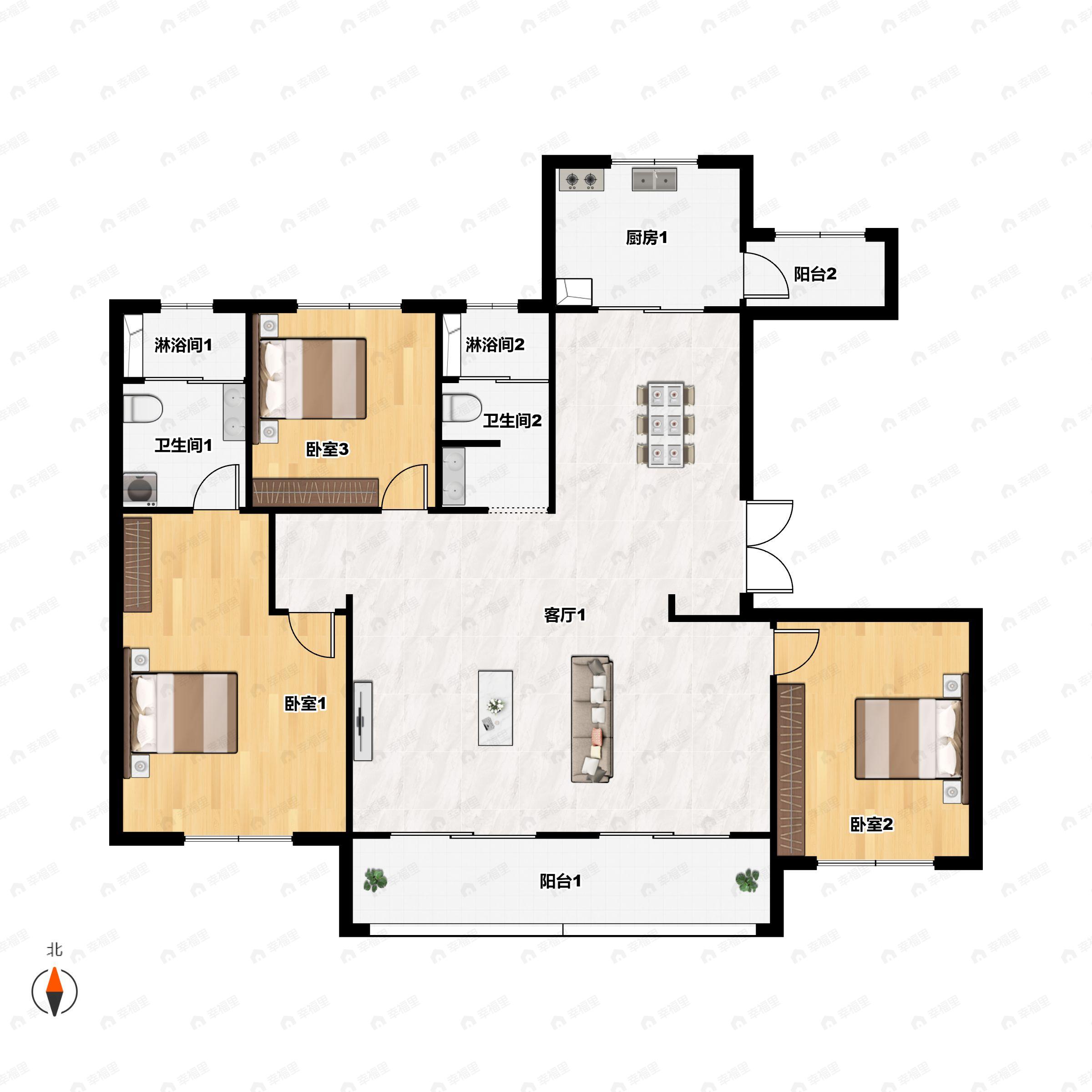 天地源·蘭樾坊3室2厅2卫户型图