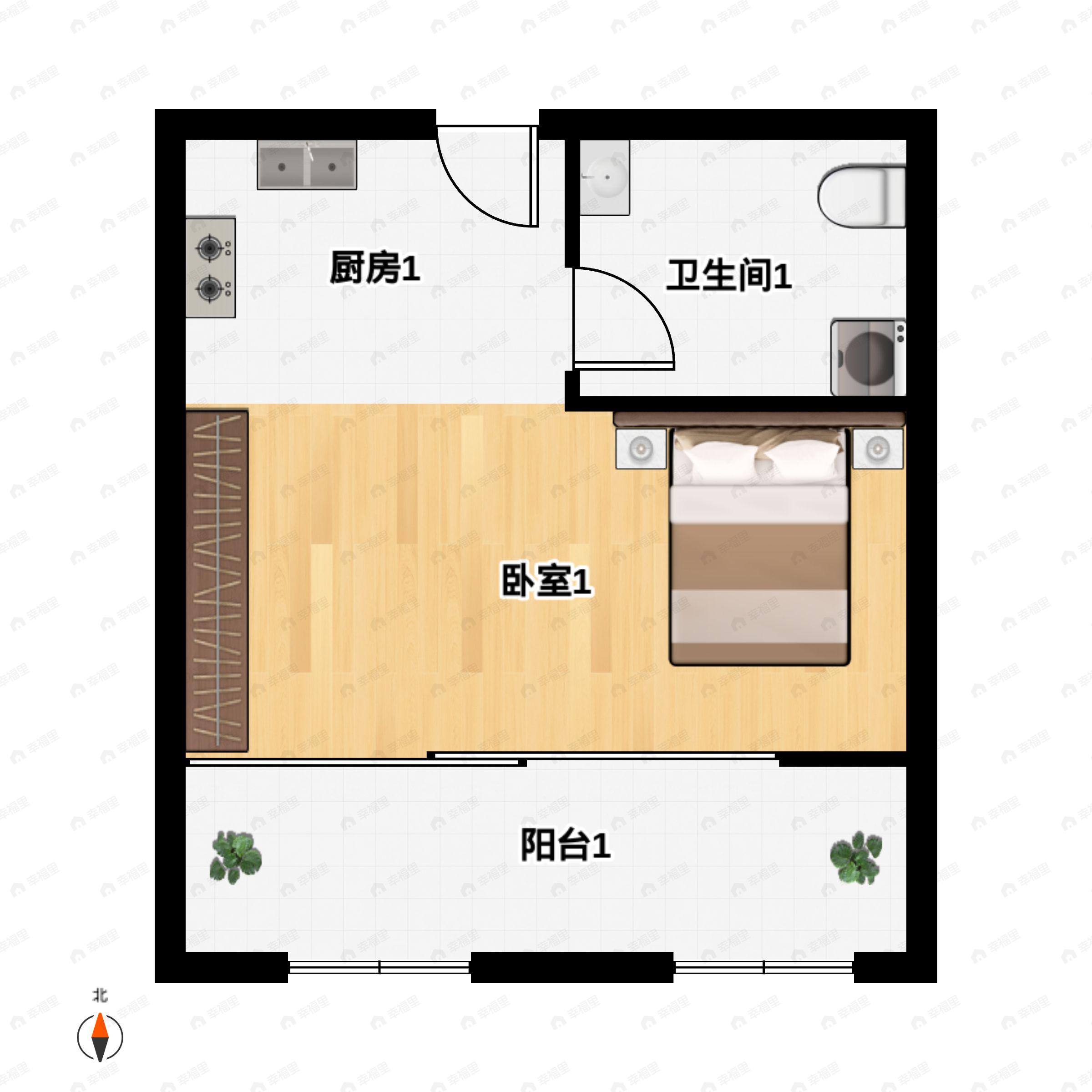 水郡花都1室1厅1卫户型图