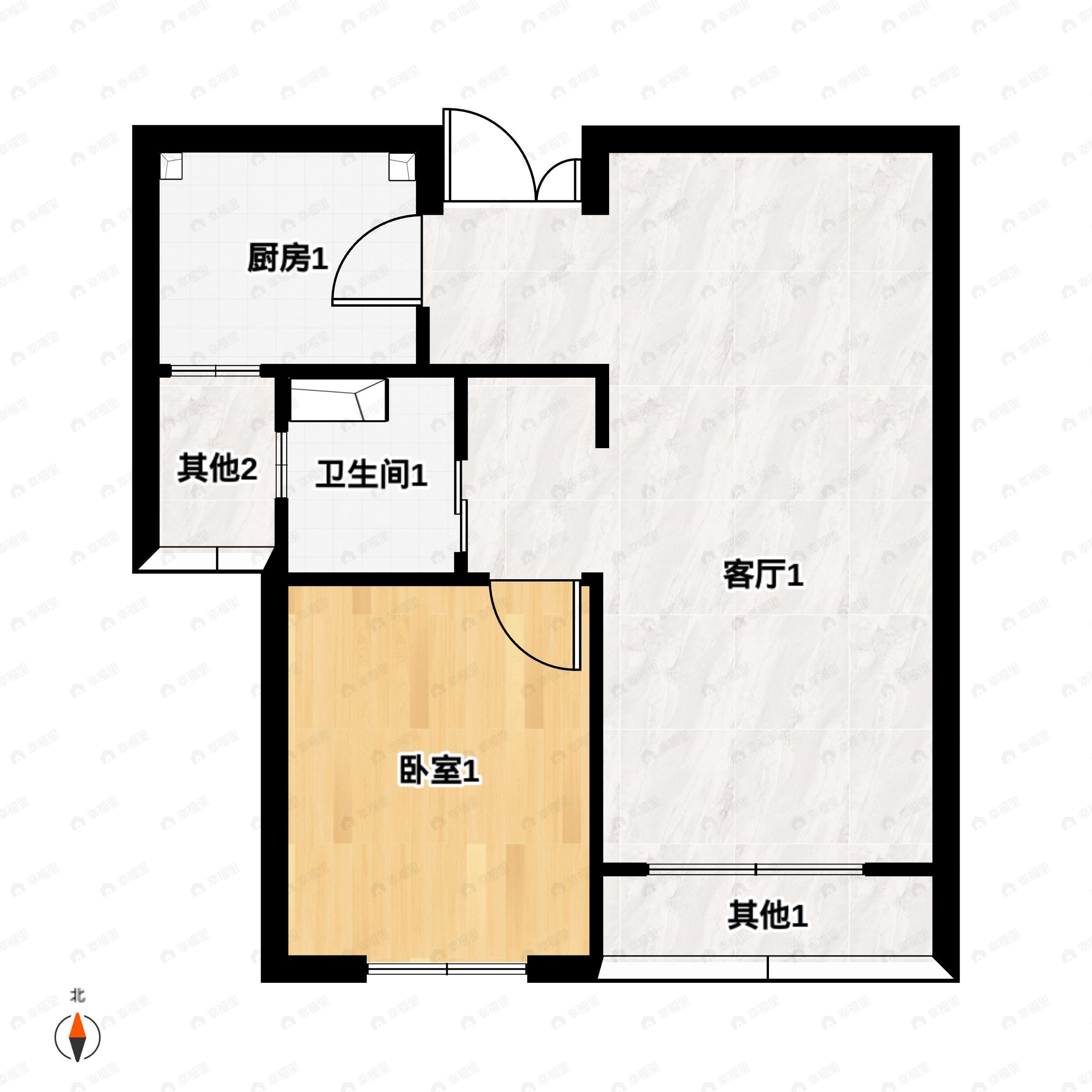 德港锦绣壹号1室1厅1卫户型图