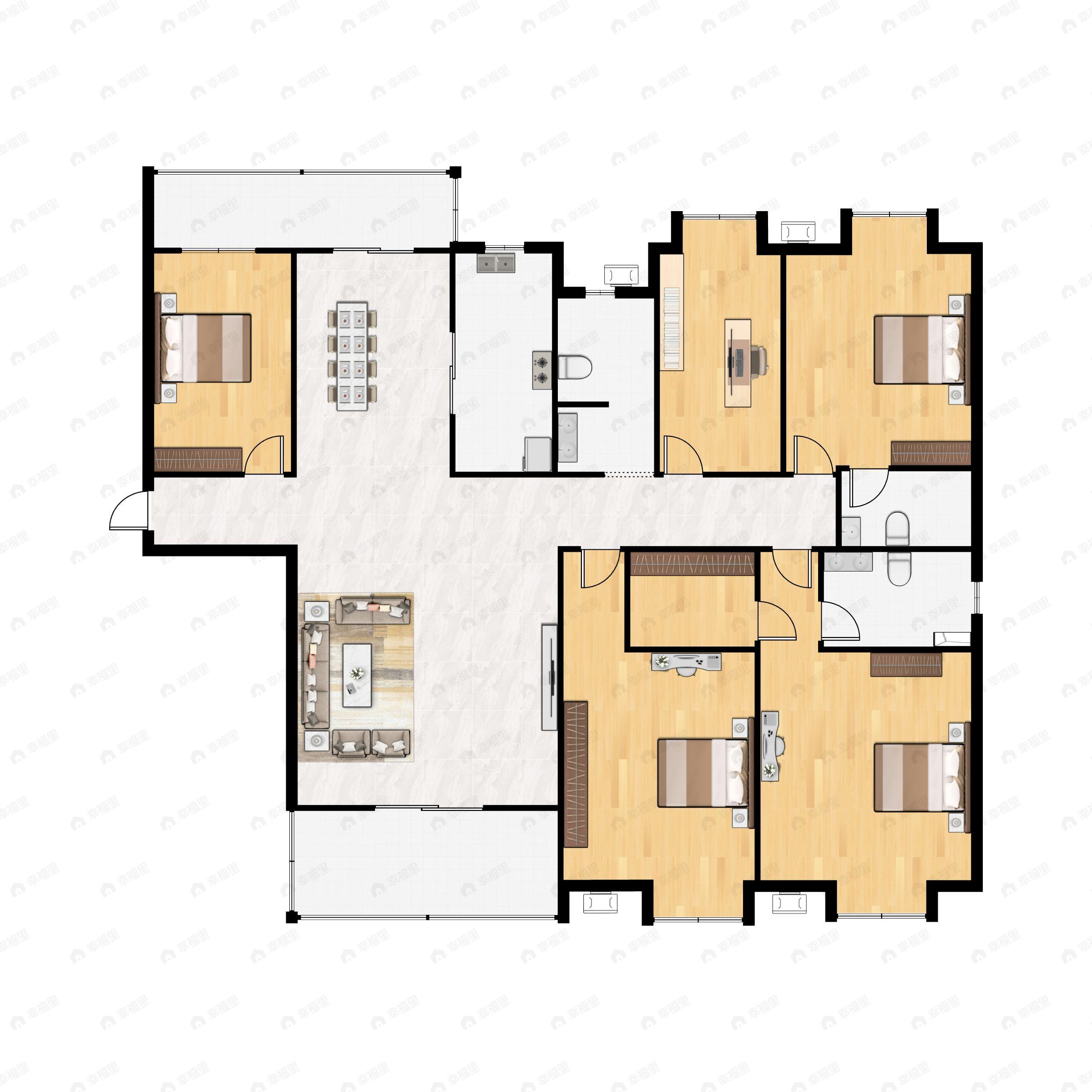 5室2厅3卫建面202平户型图