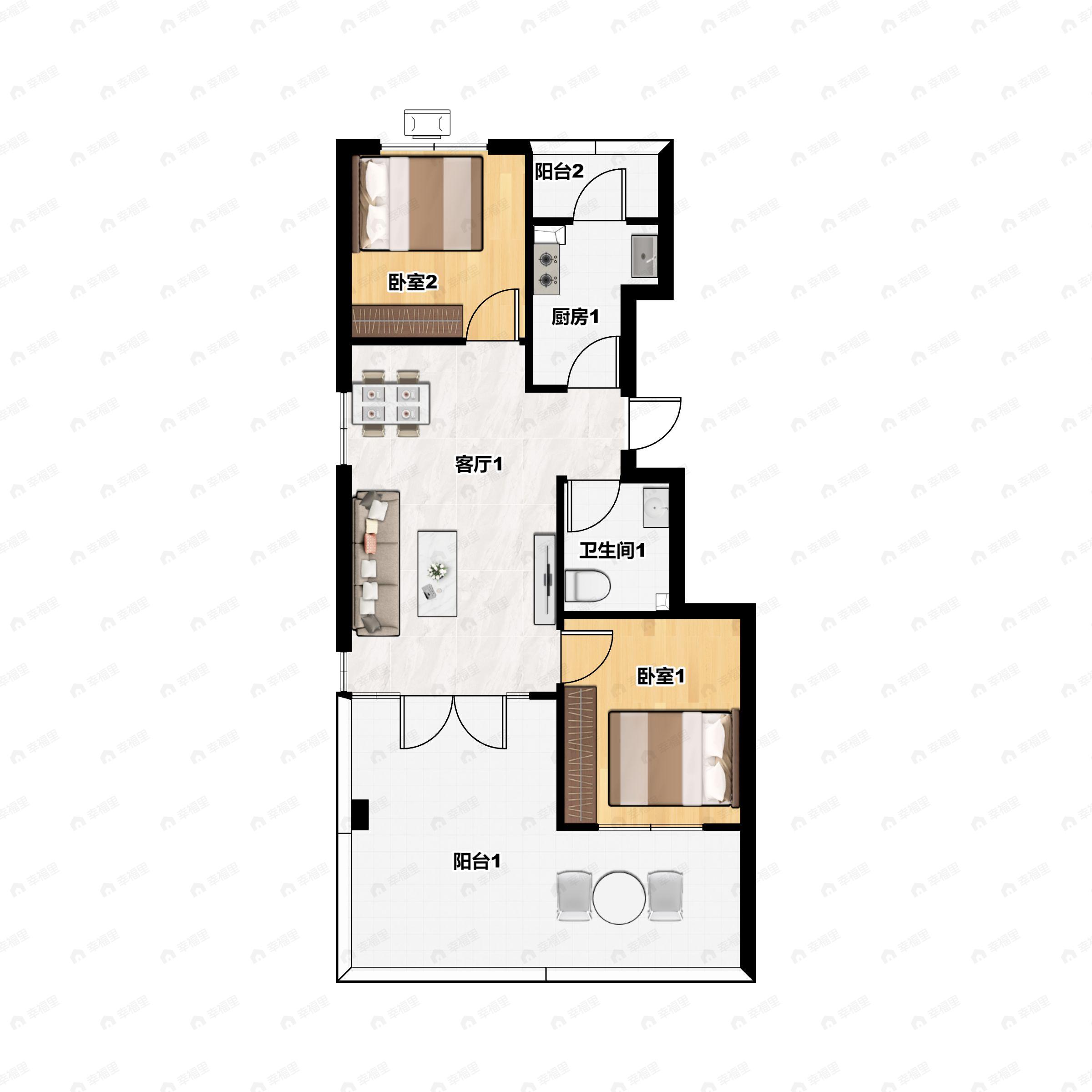 龙昂骊谷2室2厅1卫户型图