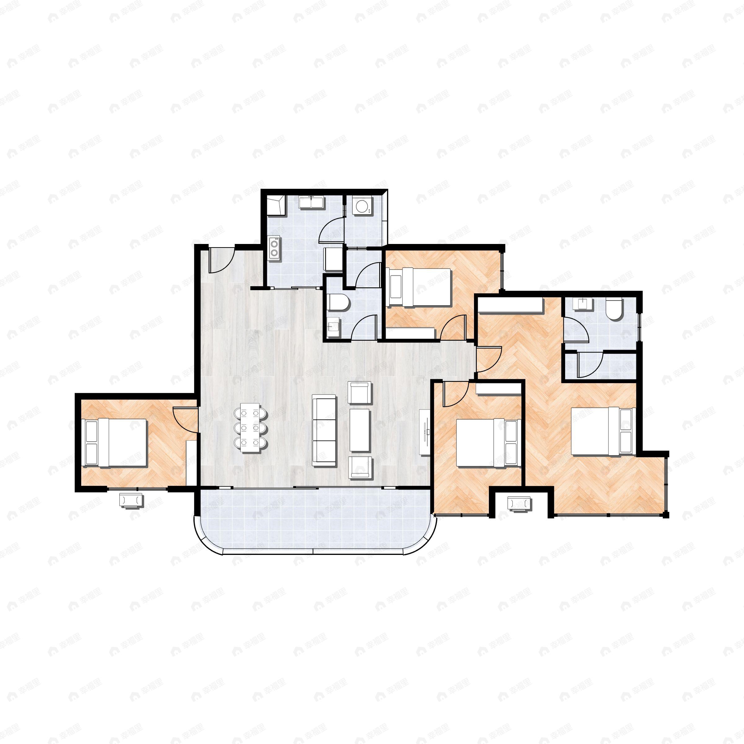 4室2厅2卫建面143平北户型图