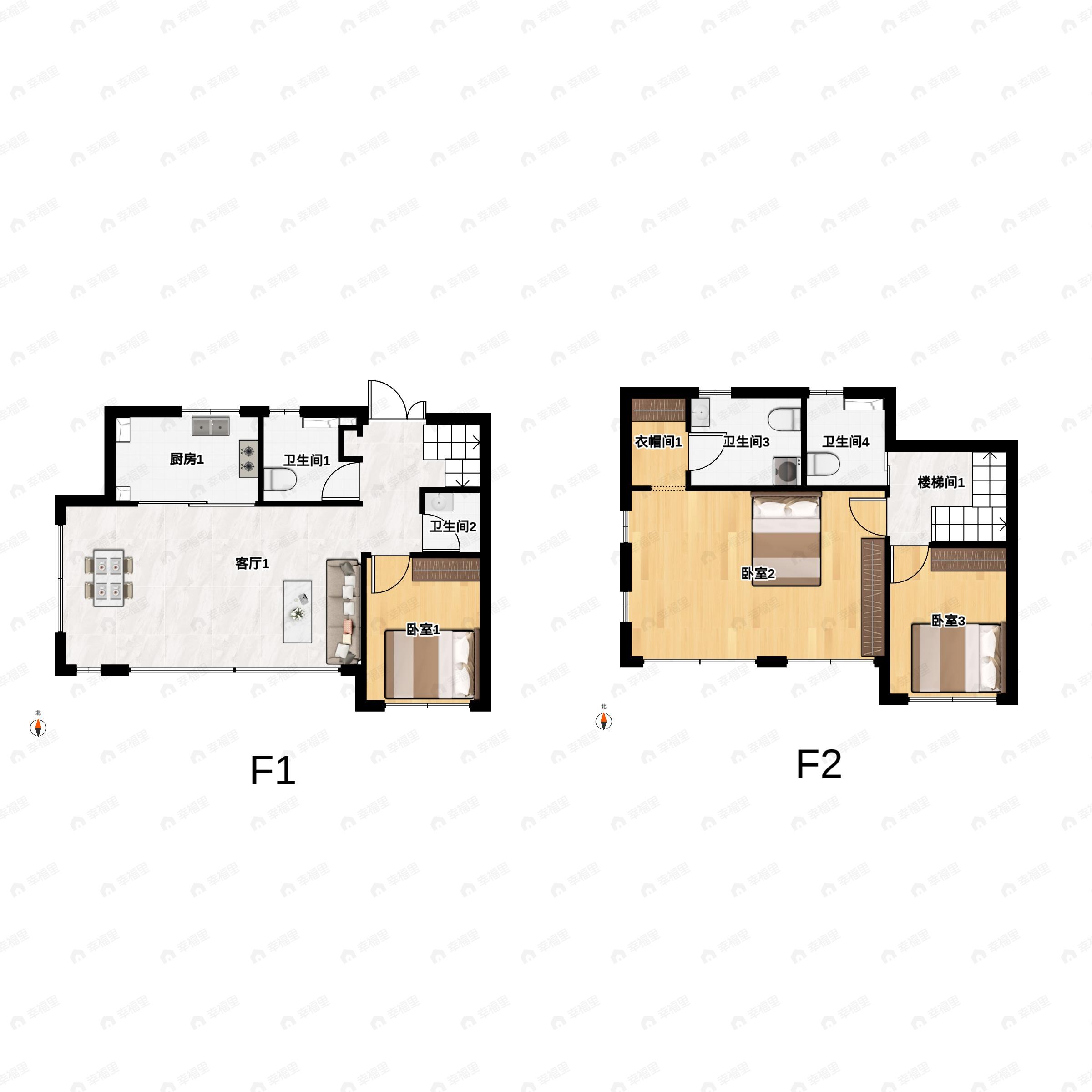 3室2厅3卫建面175平南户型图