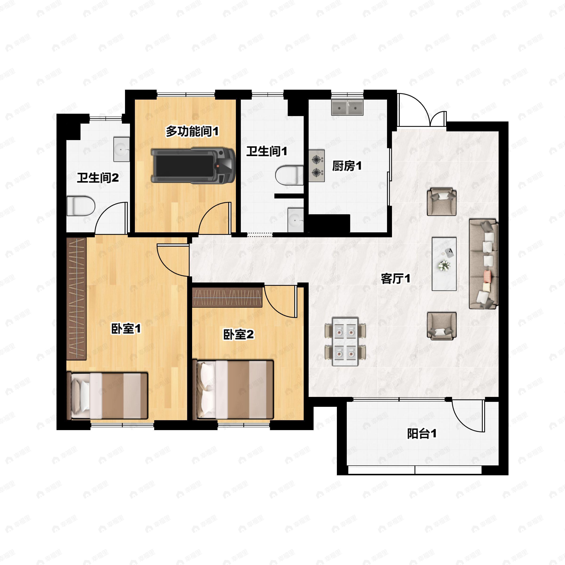 3室2厅2卫建面122平南户型图