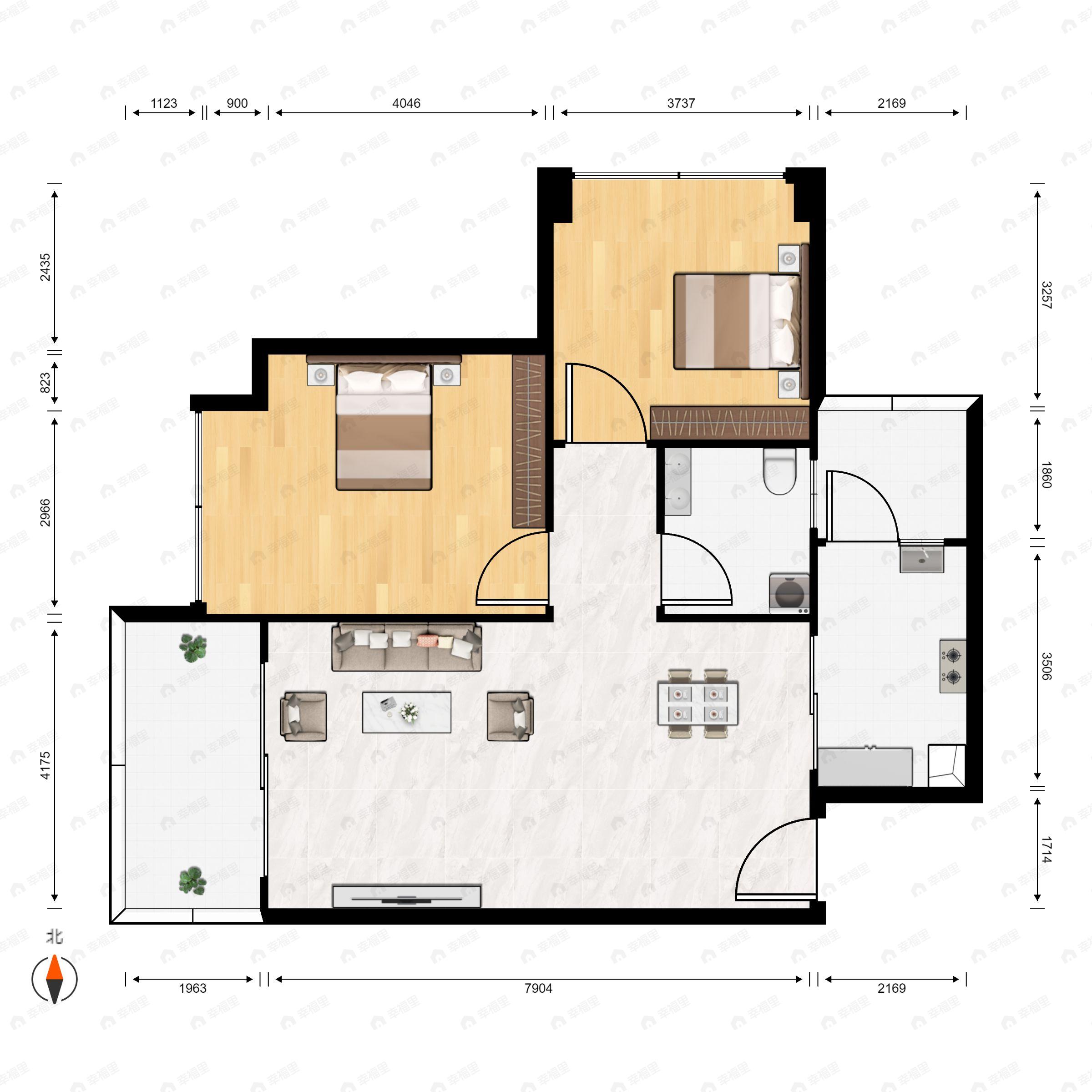 京基智农山海公馆2室2厅1卫户型图