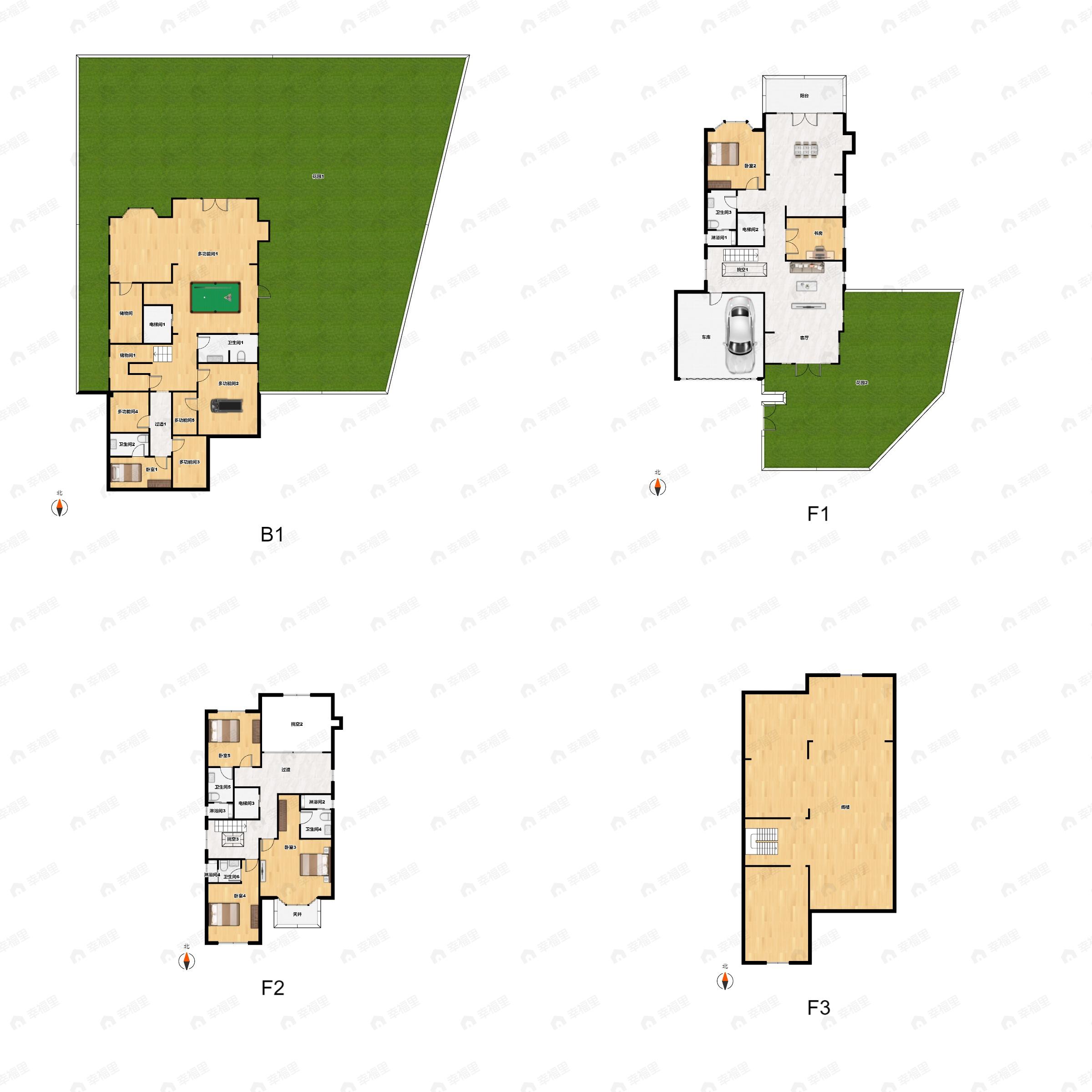 5室8厅7卫建面516平南|北户型图