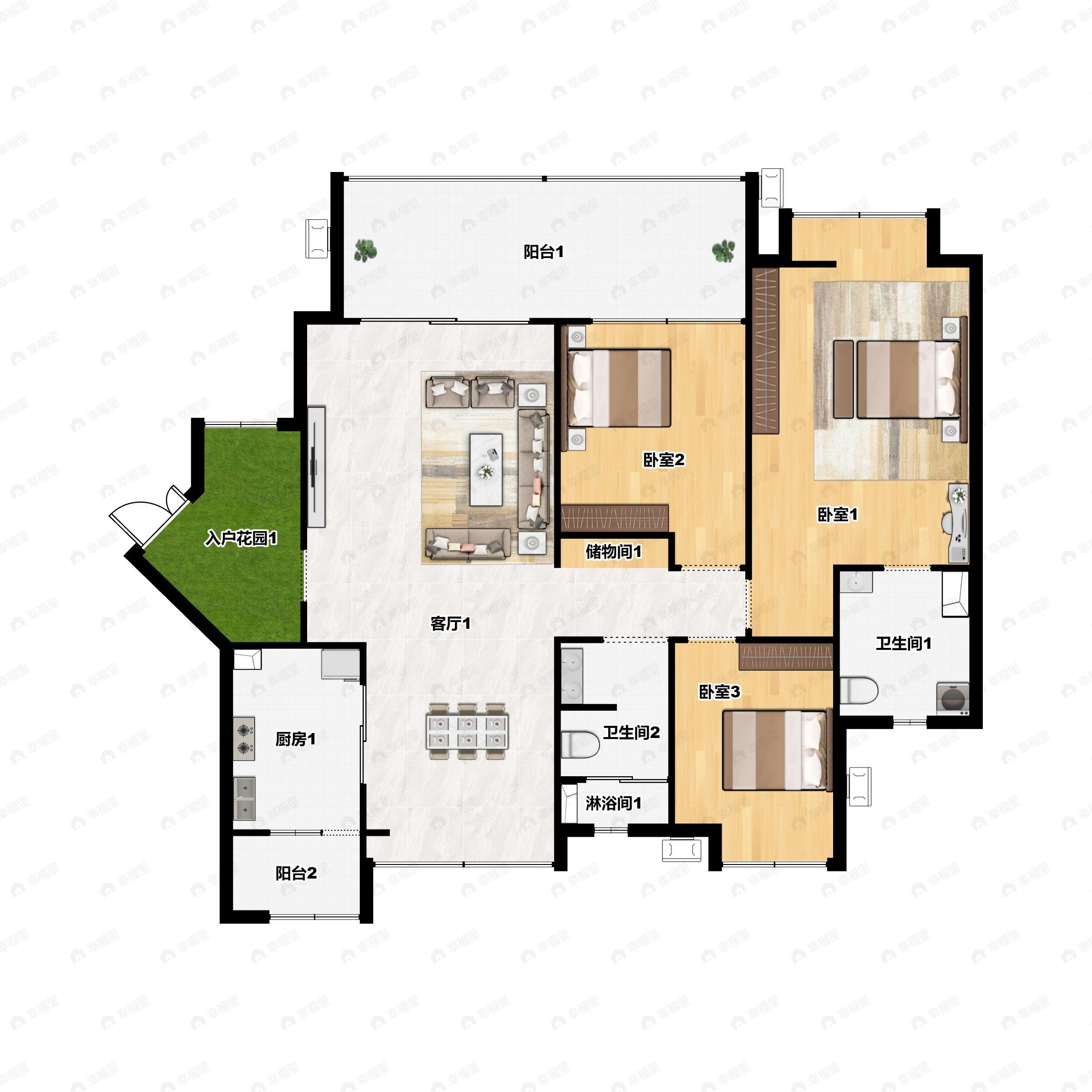 新鸿基悦城3室2厅2卫户型图