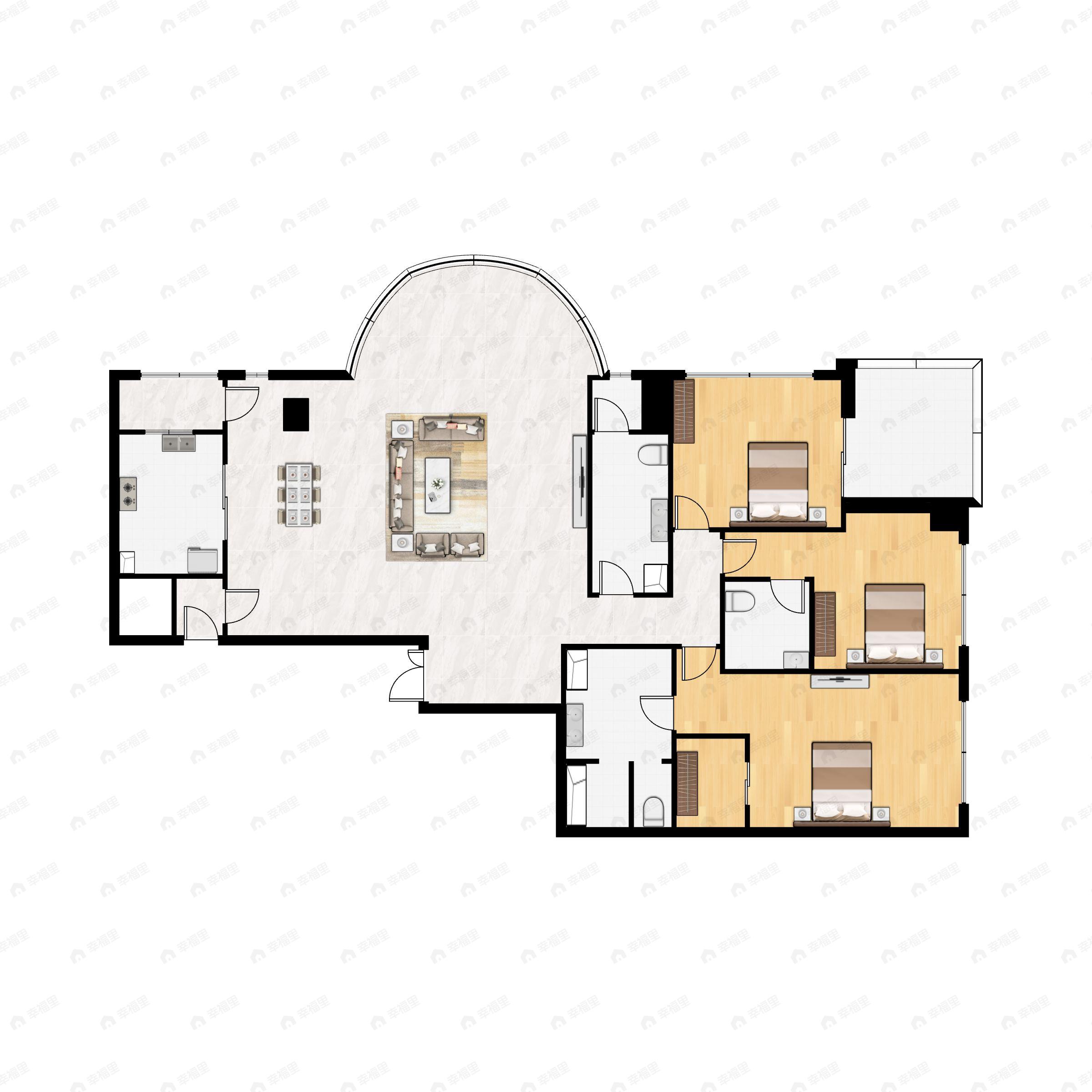 3室2厅3卫建面259平北|东户型图