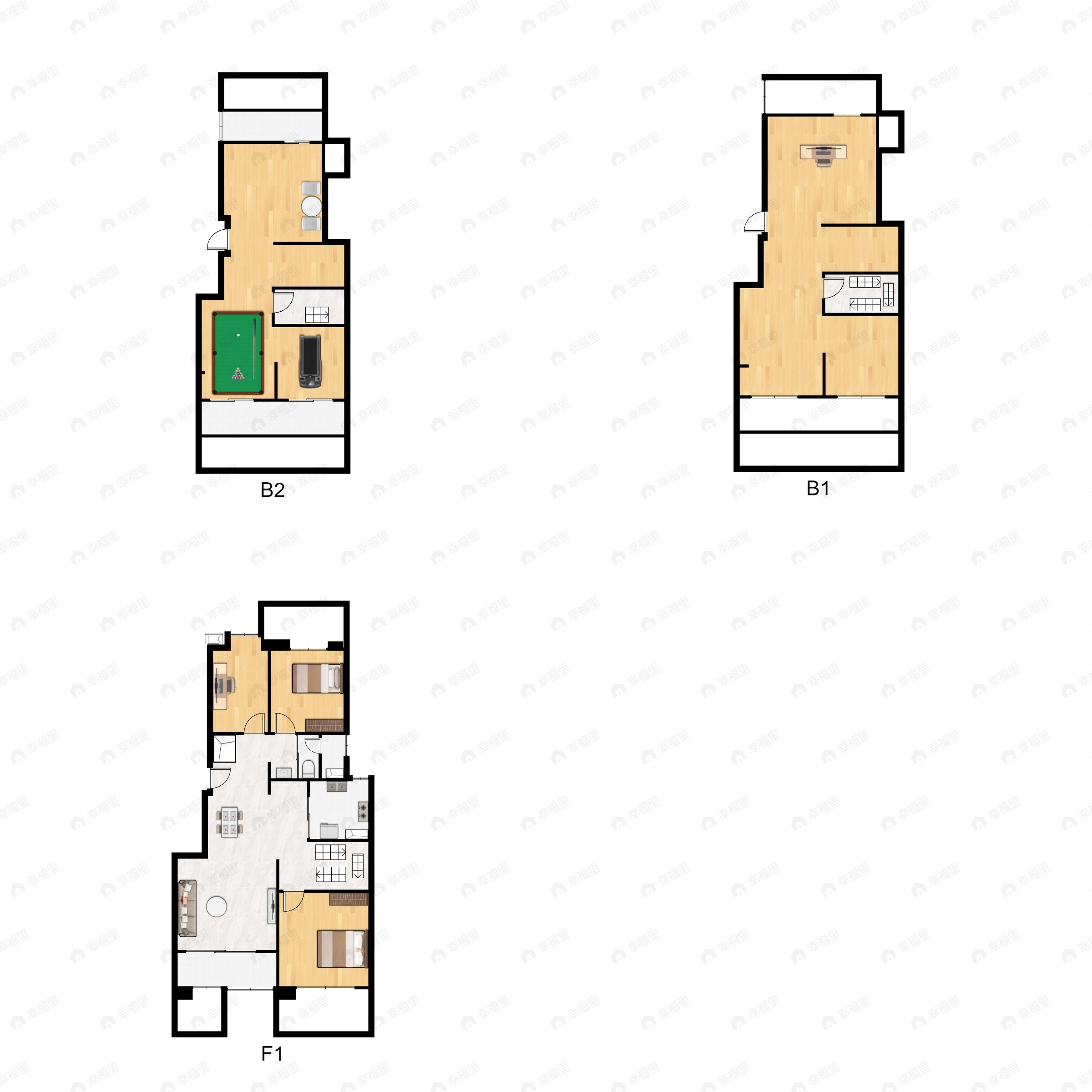 3室2厅1卫建面300平户型图