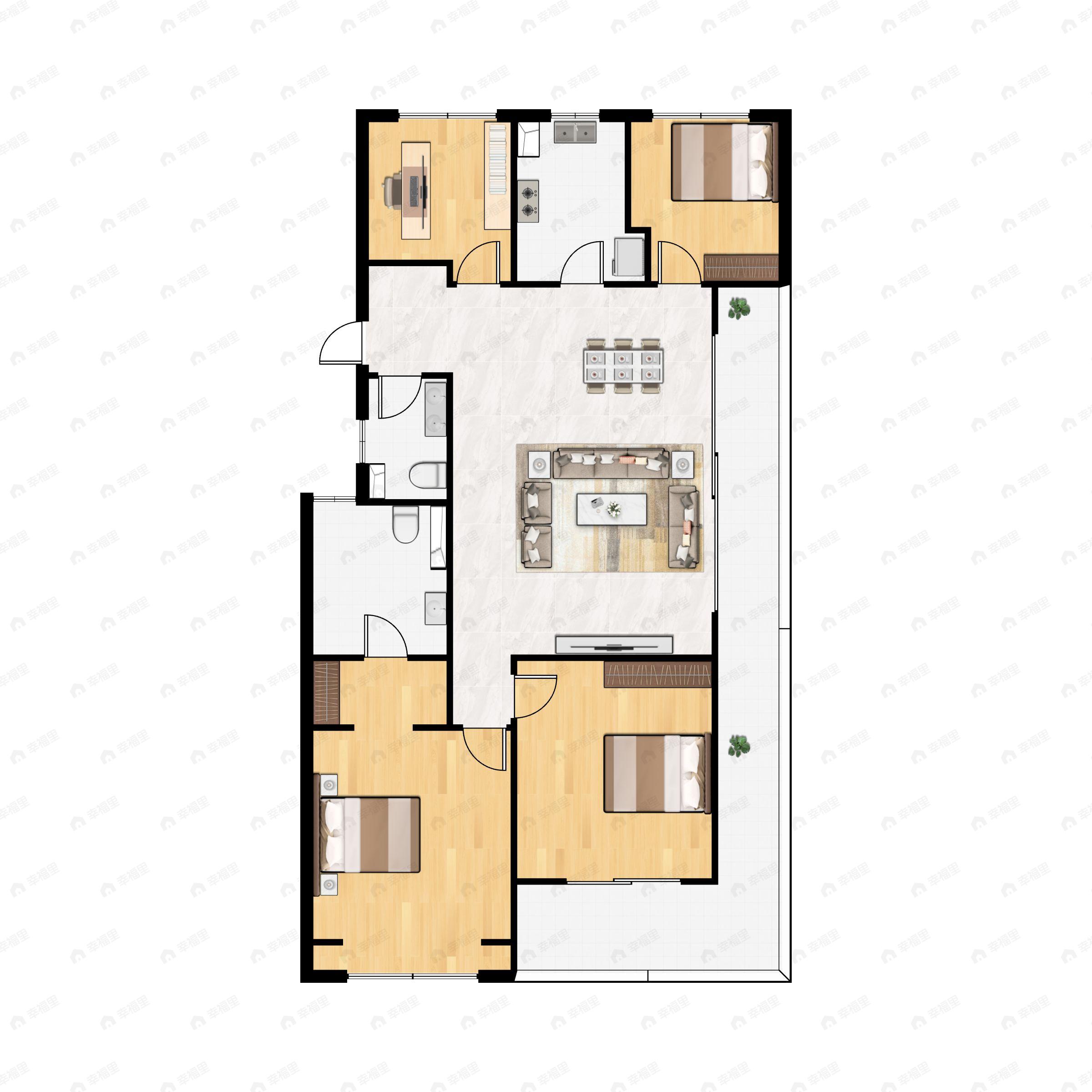 4室2厅2卫建面129平南户型图