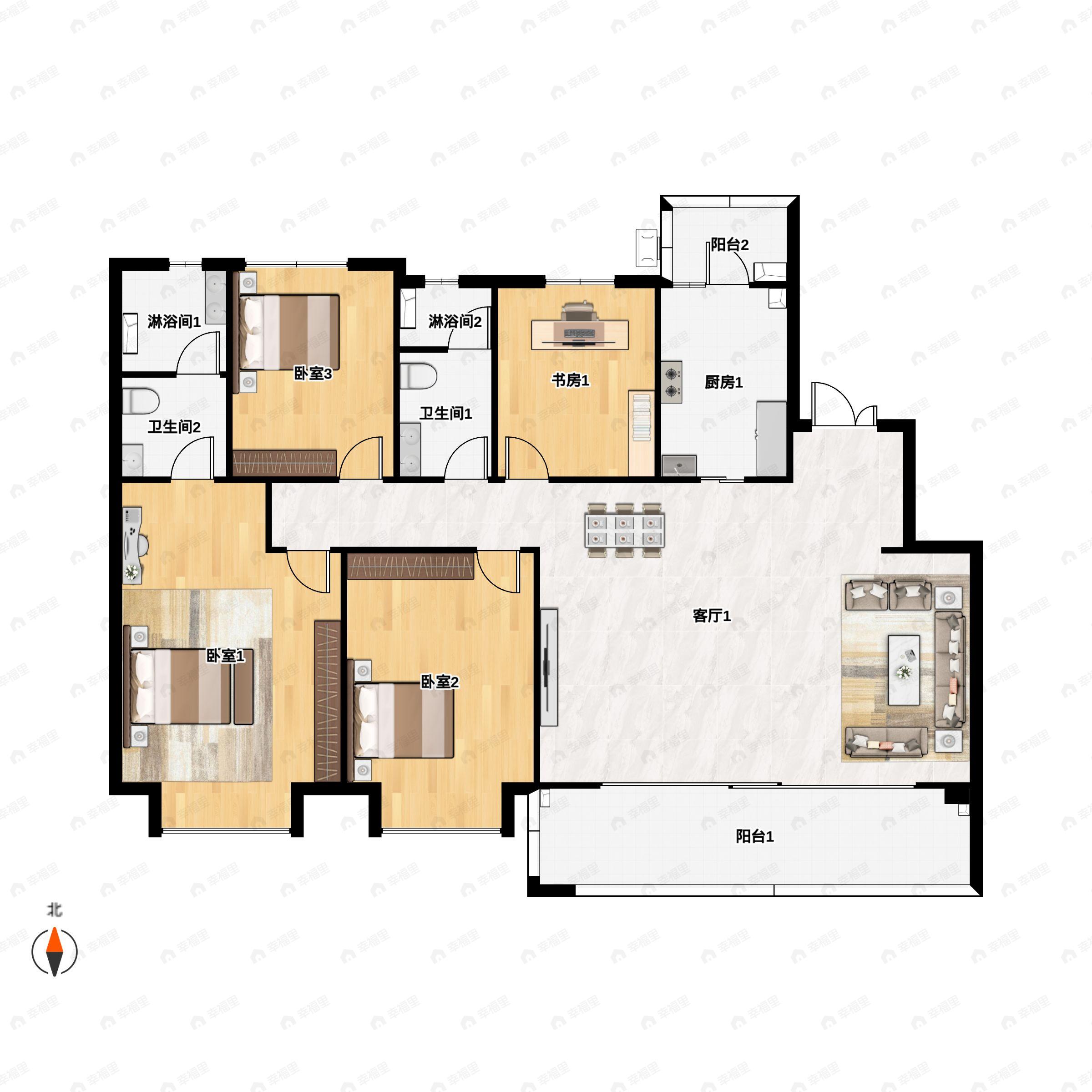 4室2厅2卫建面149平户型图