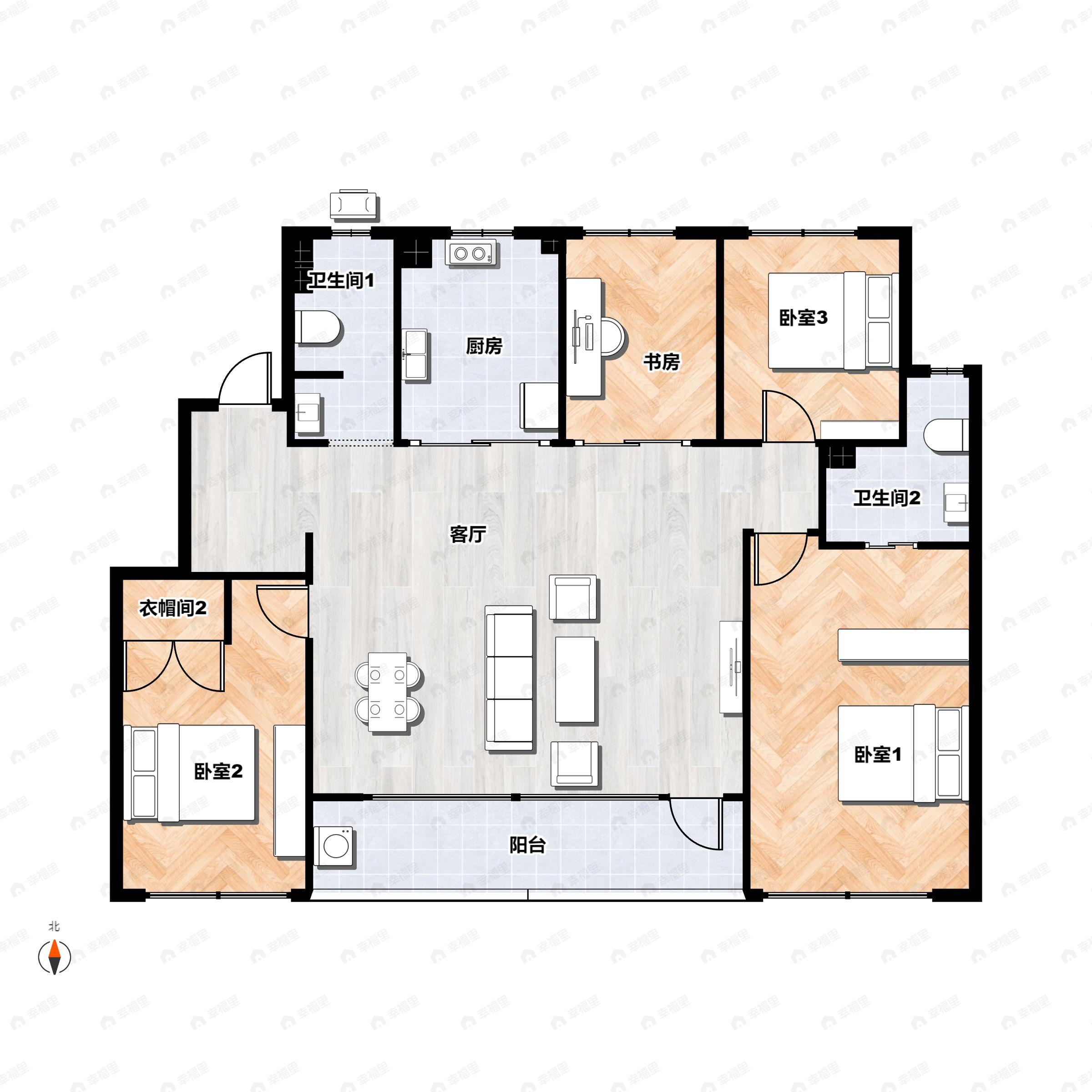 4室2厅2卫建面143平户型图