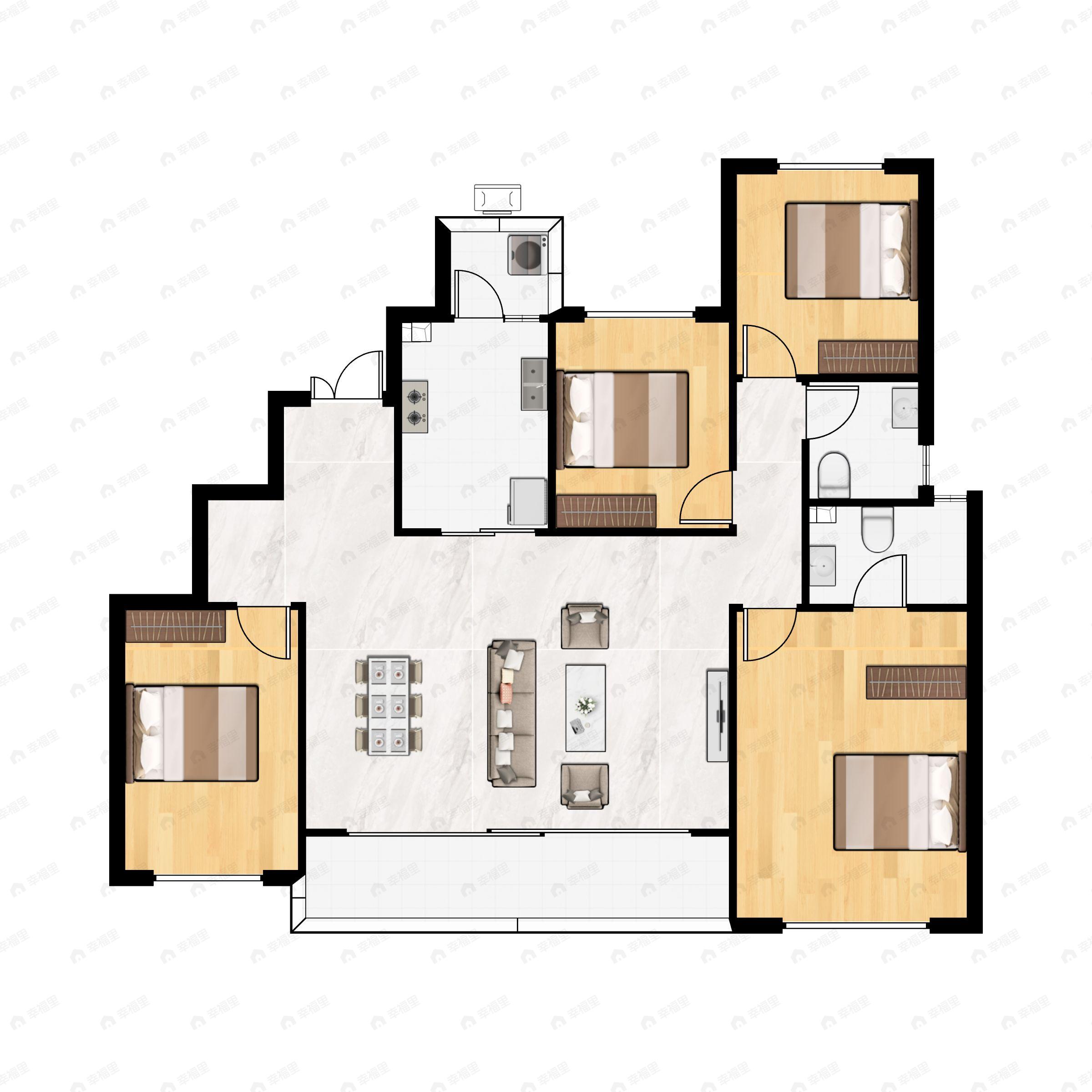 4室2厅2卫建面143平户型图