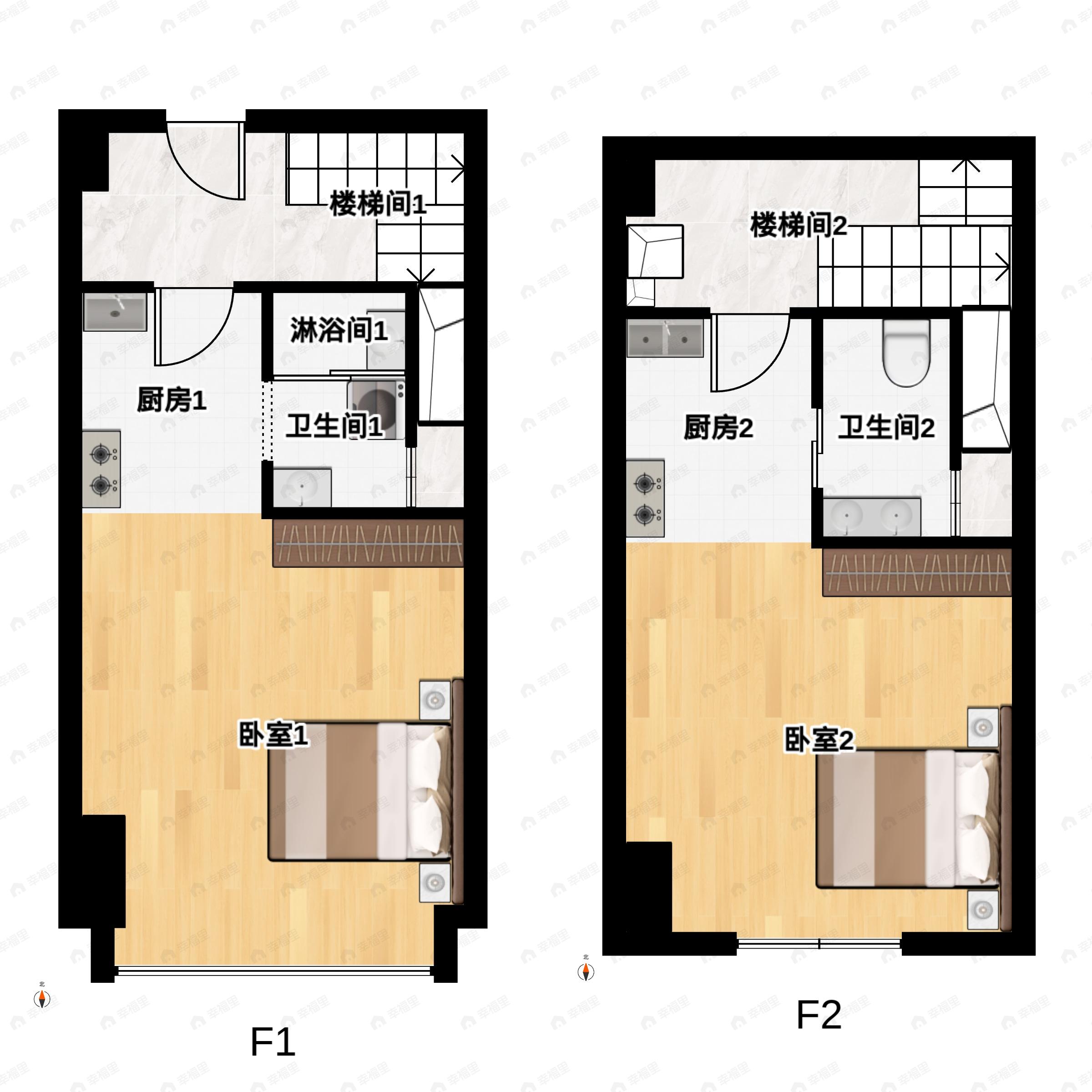 1室1厅1卫建面43平户型图