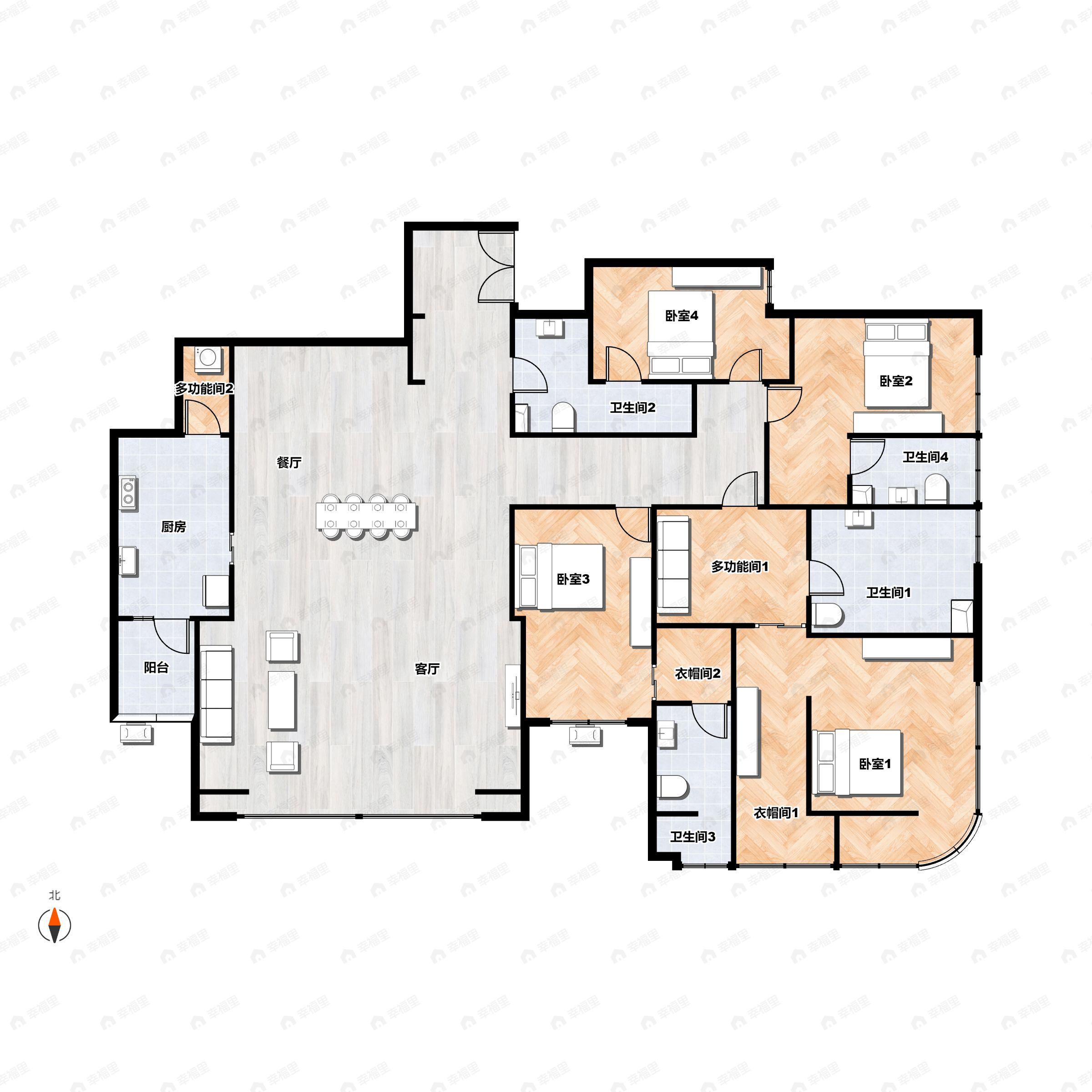 4室3厅4卫建面326平东南|南户型图