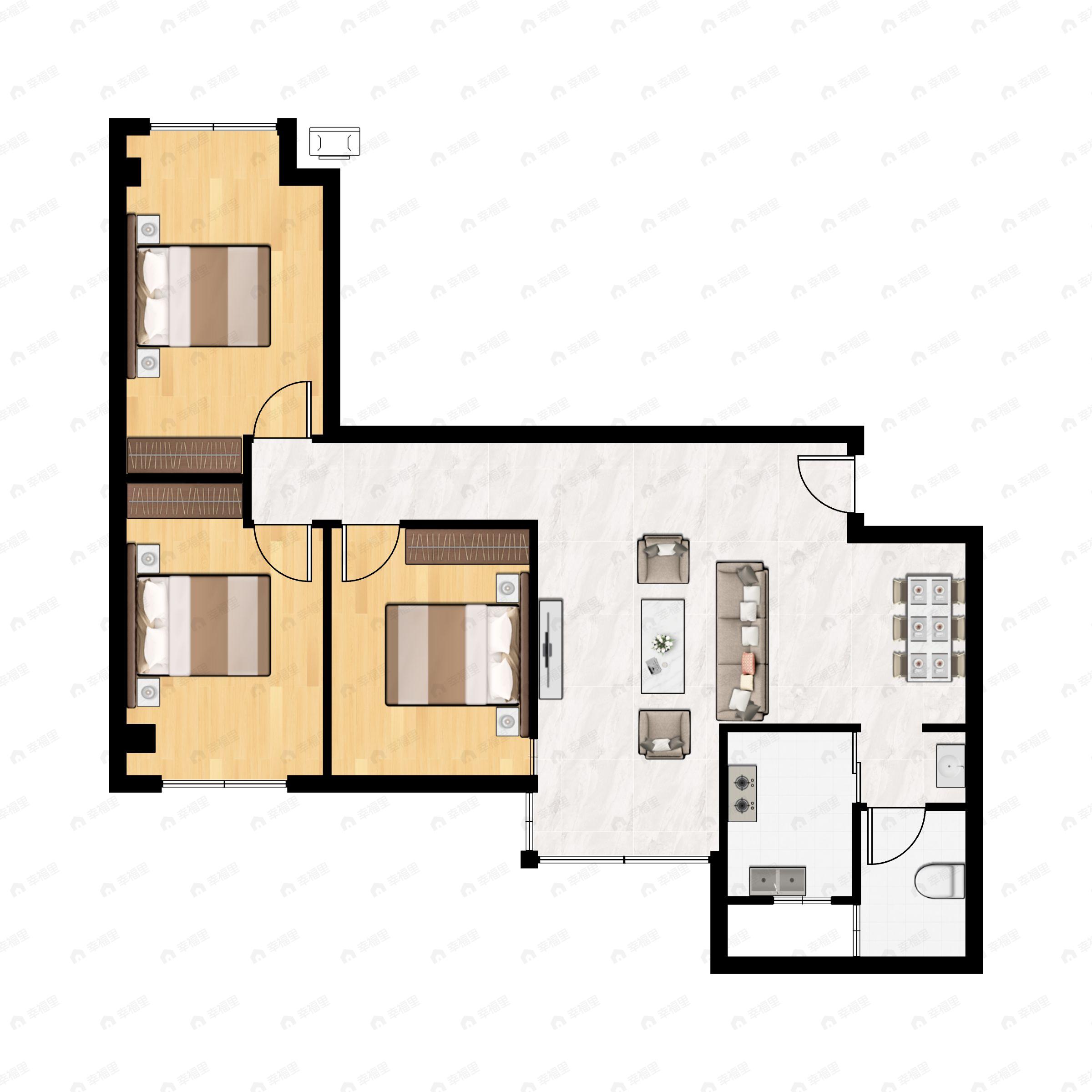 3室2厅1卫建面79平户型图