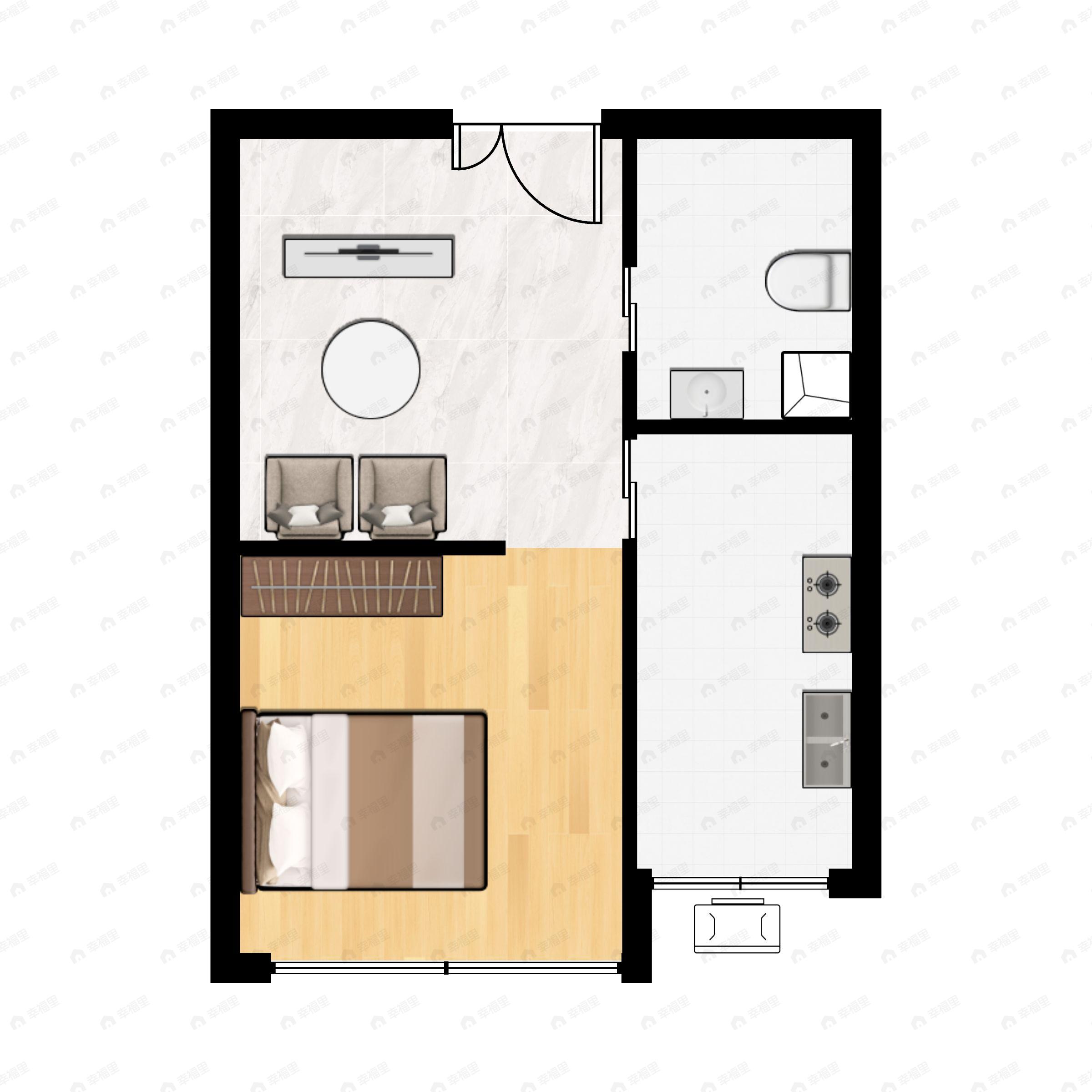 时代金府1室1厅1卫户型图