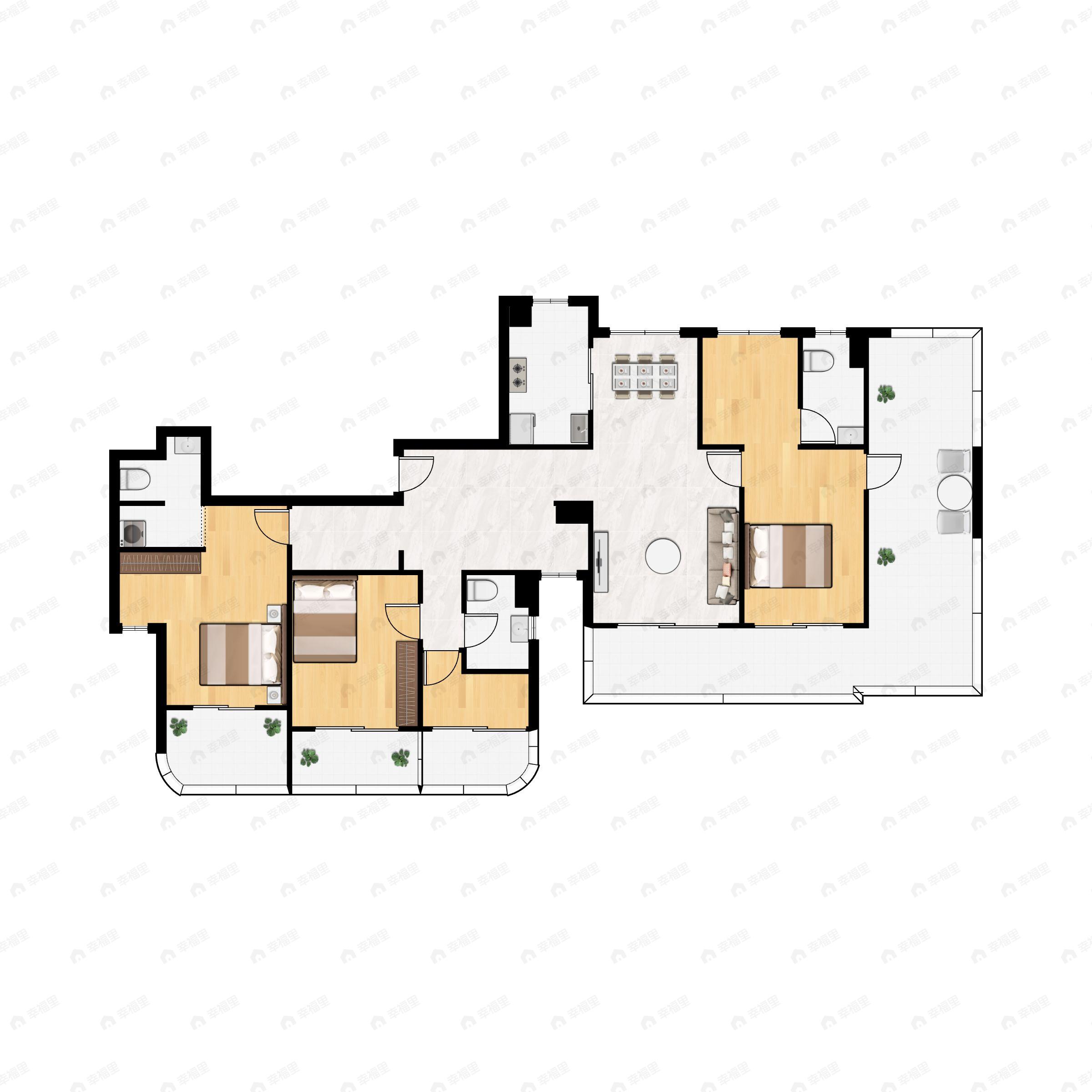 4室2厅3卫建面183平户型图