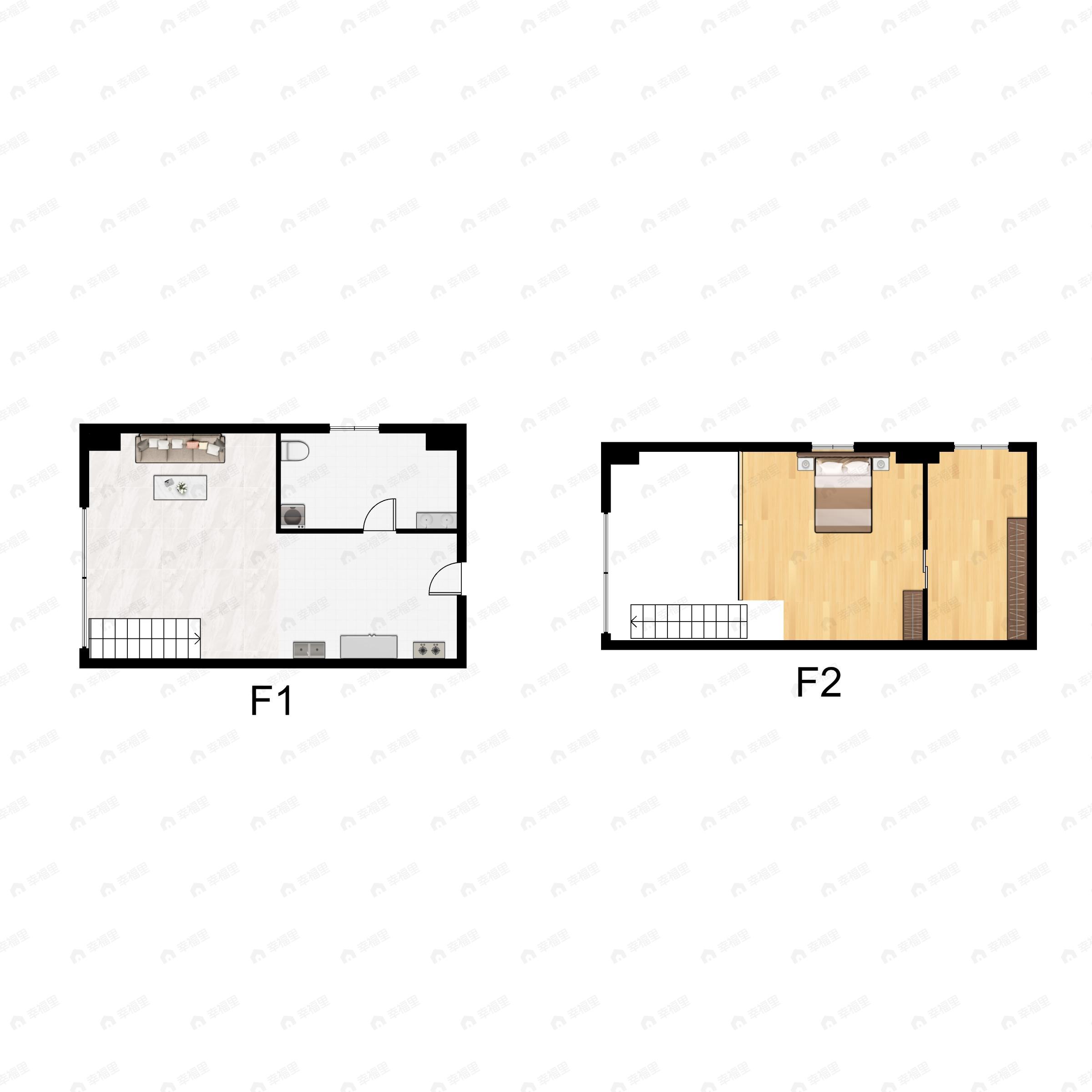 1室1厅1卫建面41m²西户型图