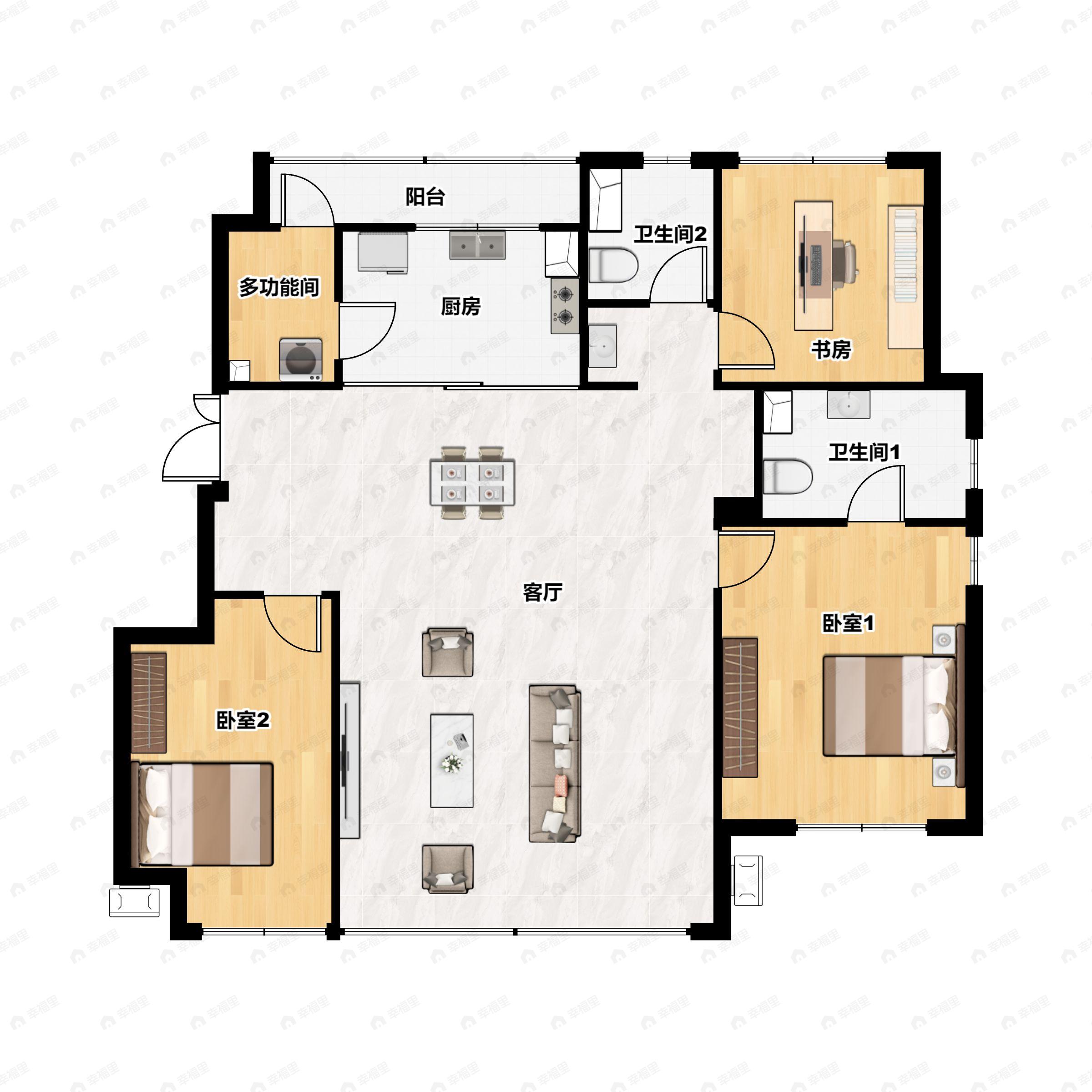 3室2厅2卫建面117平户型图