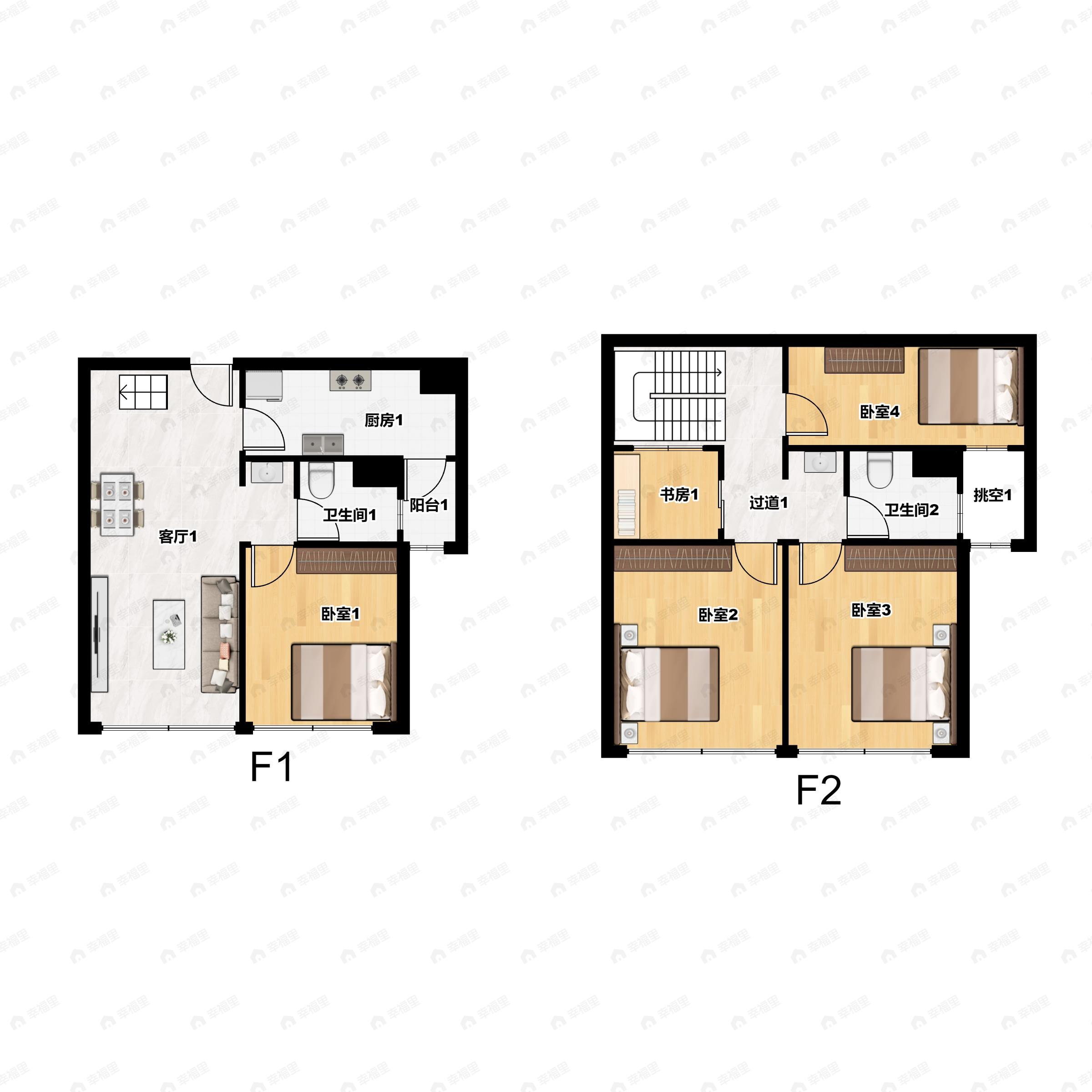 5室2厅2卫建面60平户型图