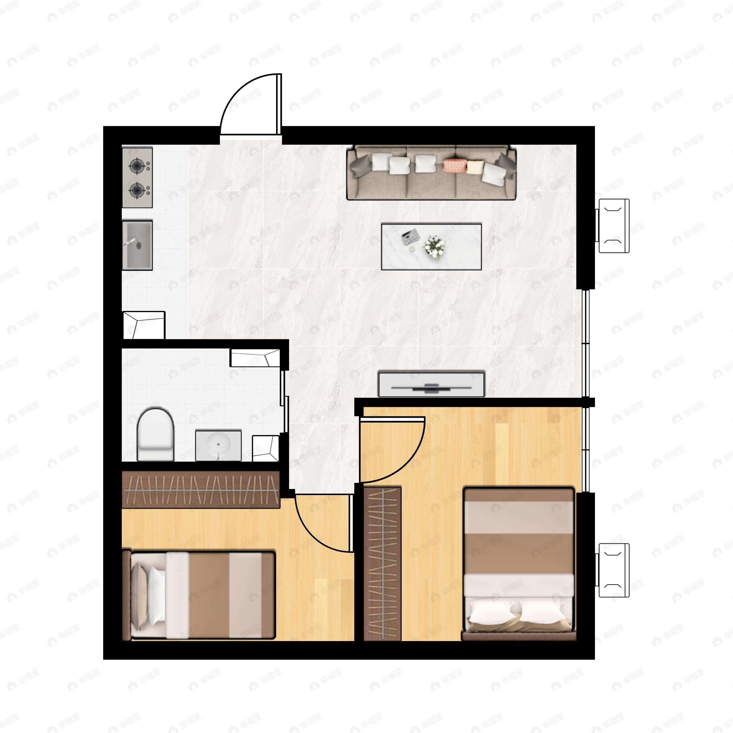 盛安广场2室1厅1卫户型图